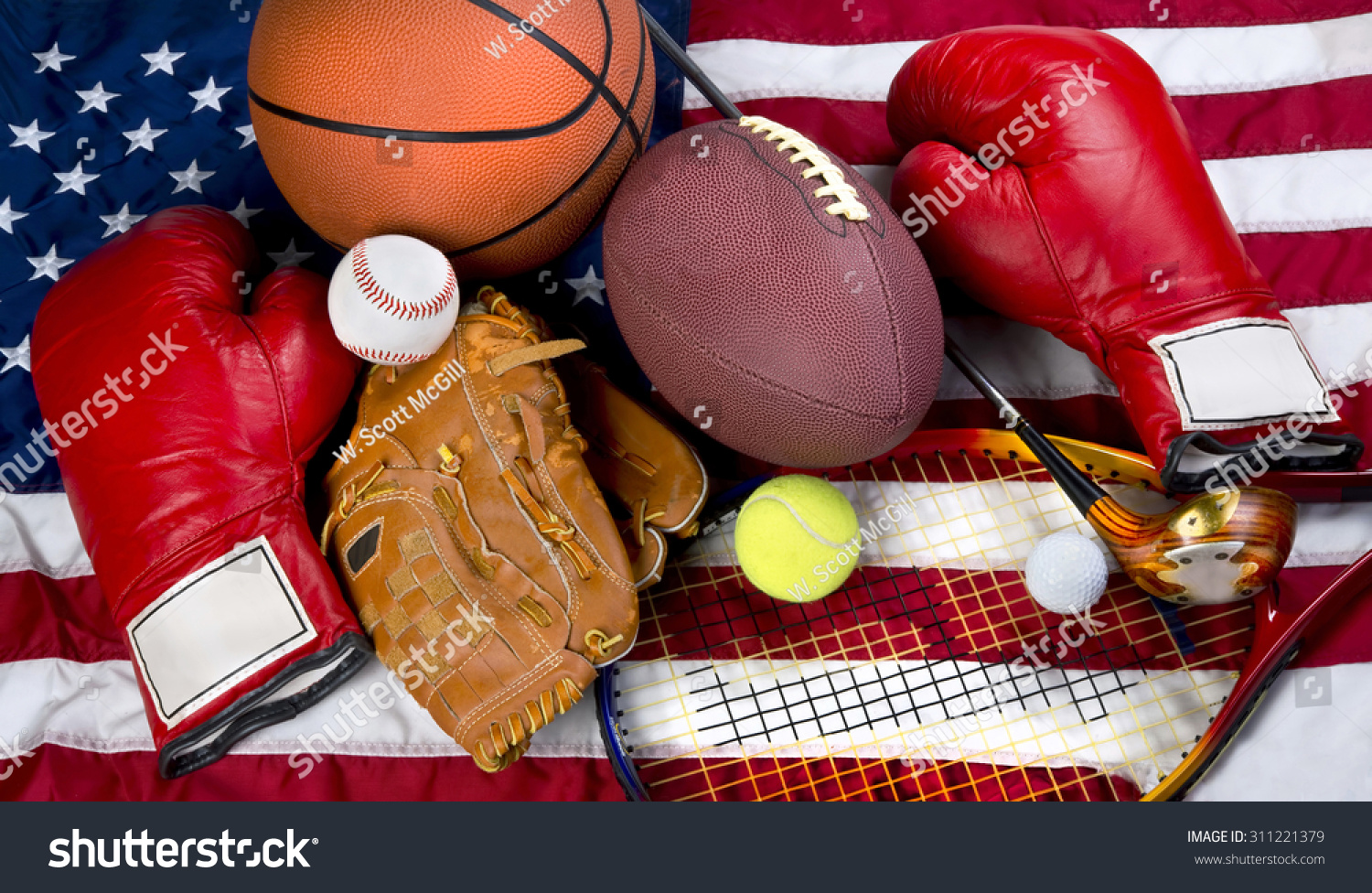 American sports showing boxing,baseball,tennis,basketball,football, and golf. #311221379