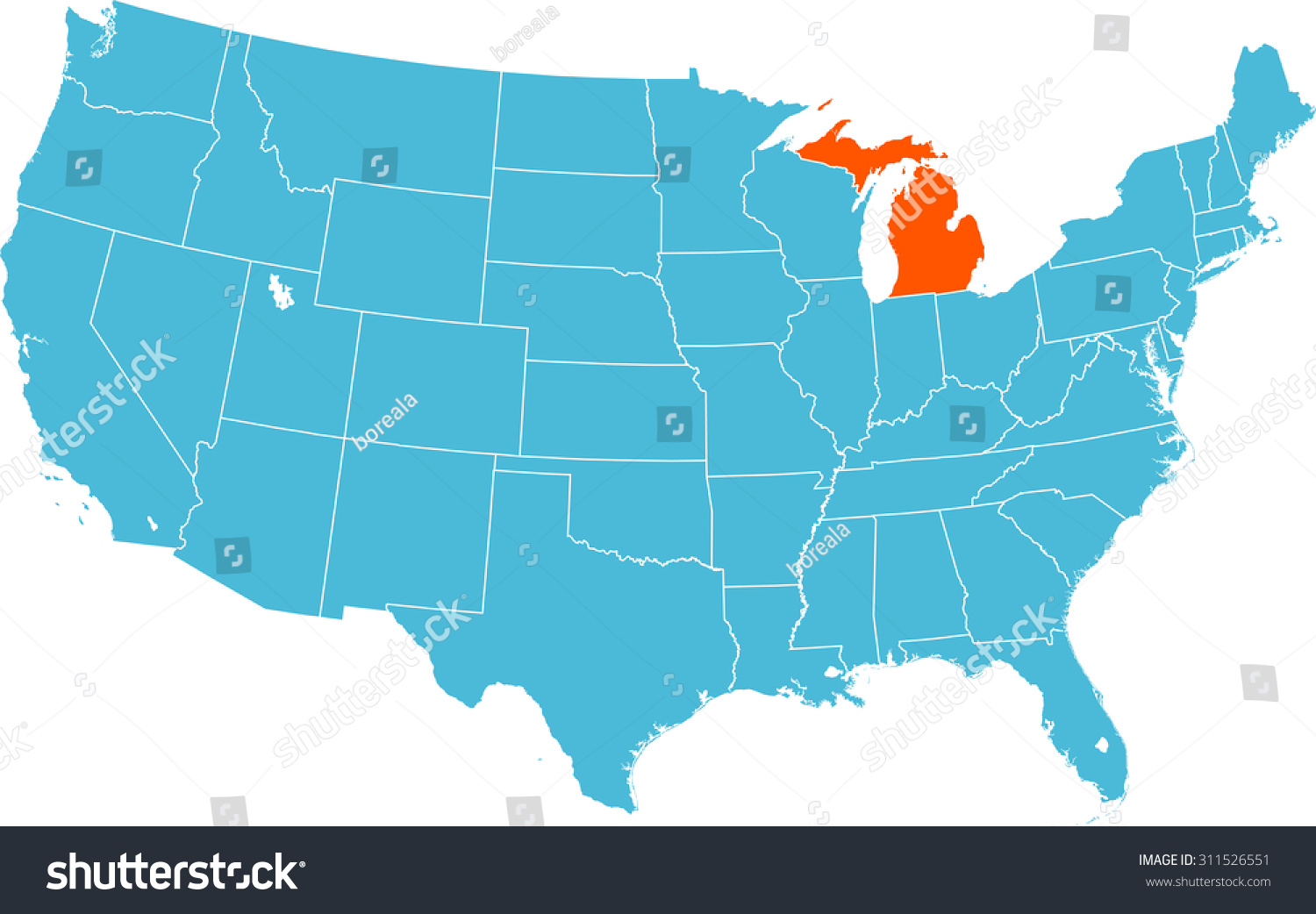 map of Michigan - Royalty Free Stock Vector 311526551 - Avopix.com