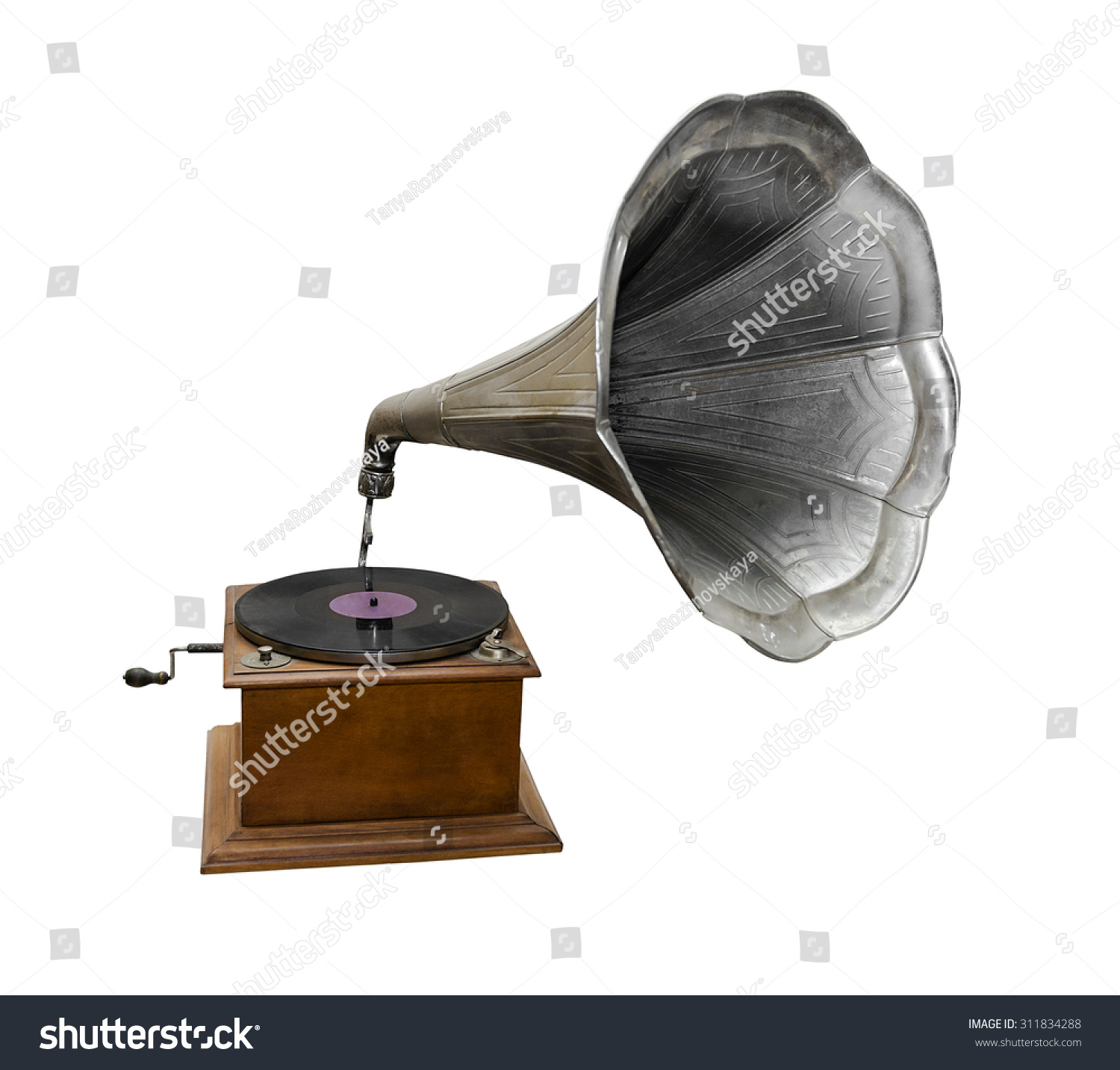 Retro gramophone isolated on a white background. #311834288