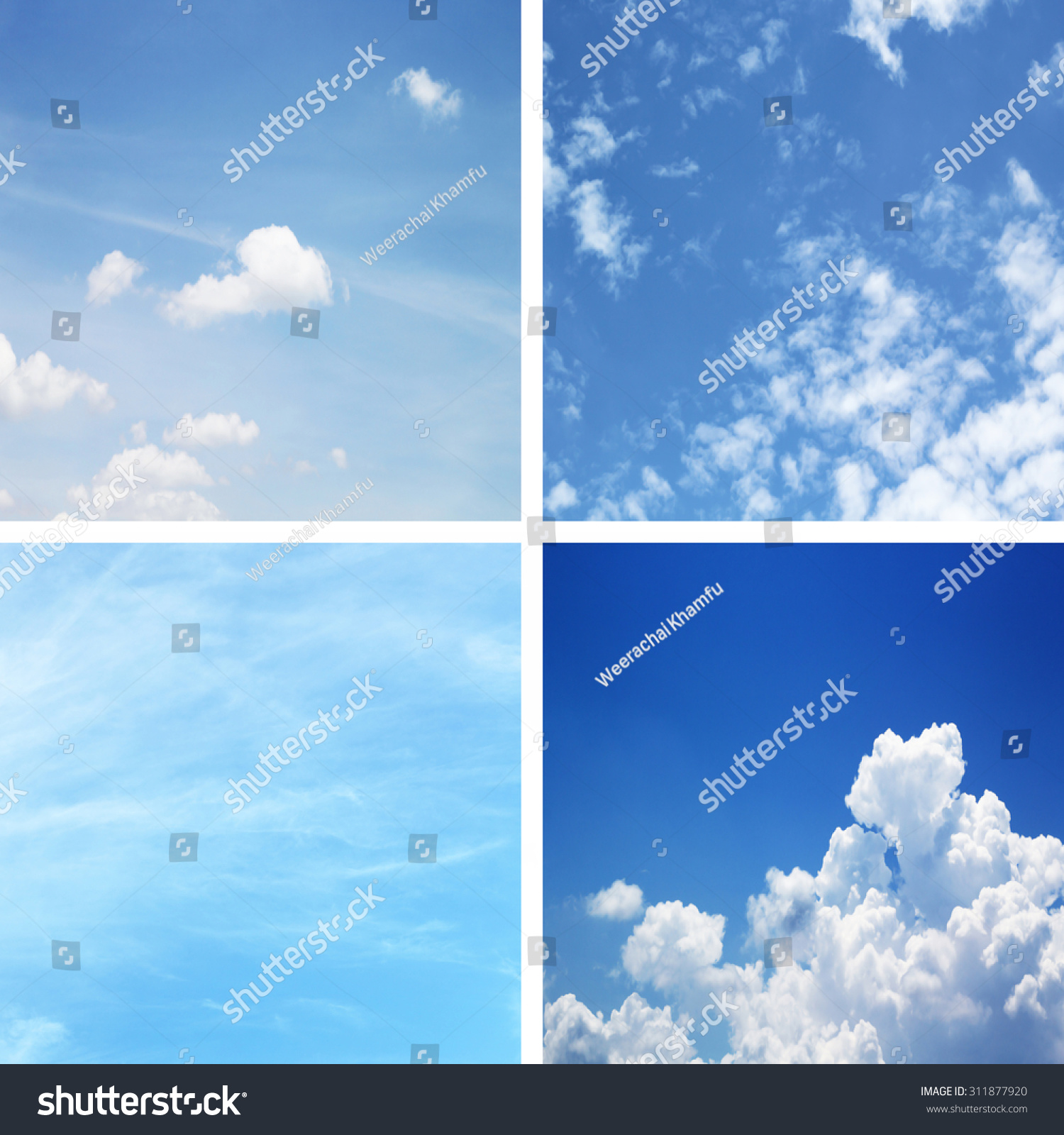 blue sky background with tiny clouds #311877920