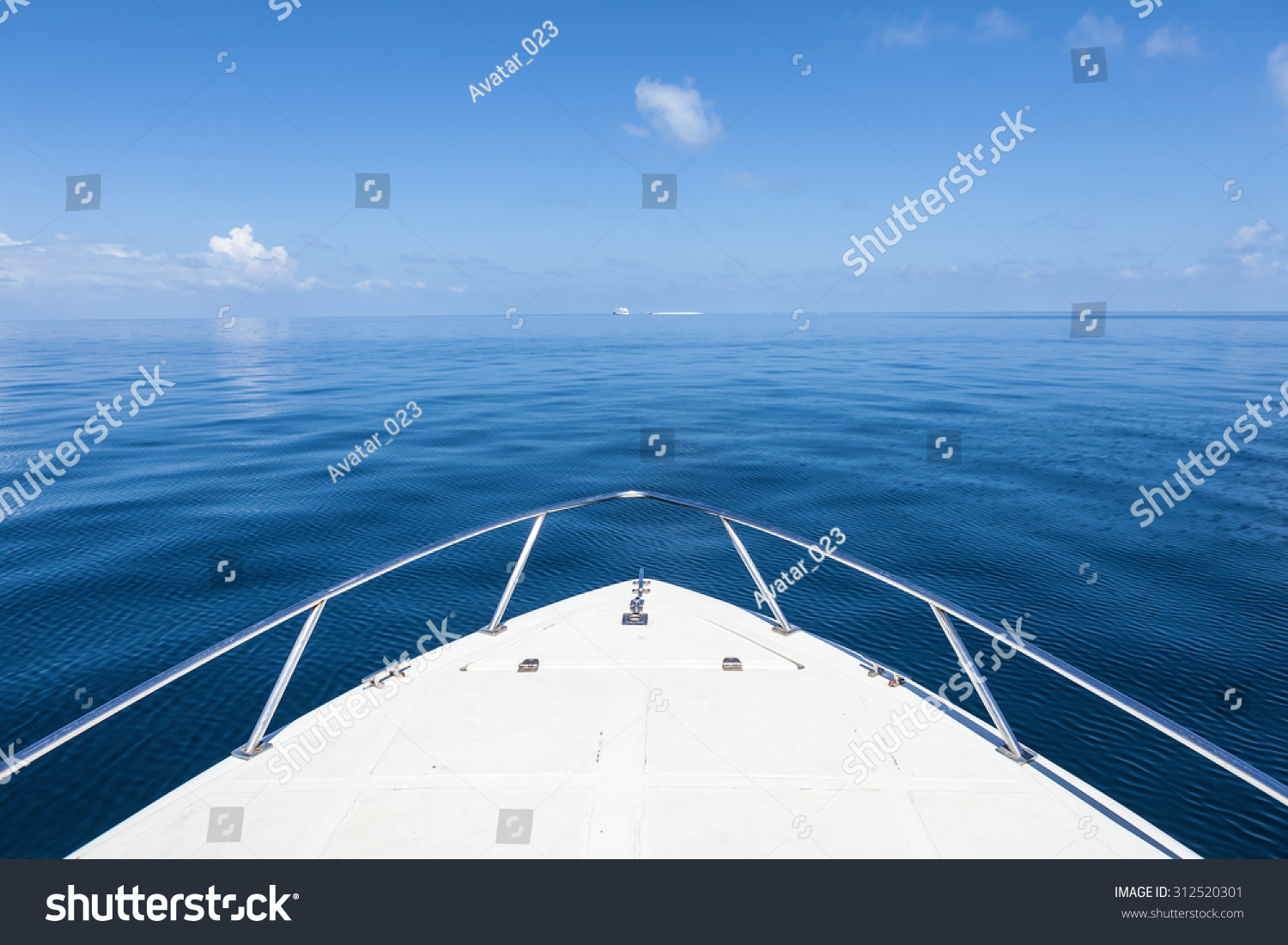 Beautiful view from a bow of yacht at seaward.Copy space #312520301