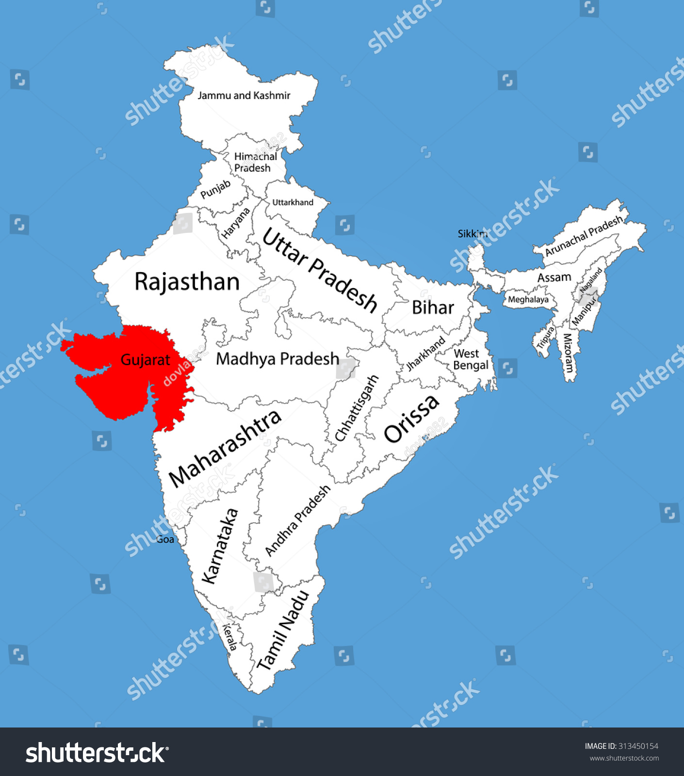 Gujrat On India Map Gujarat State, India, Vector Map Silhouette - Royalty Free Stock Vector  313450154 - Avopix.com