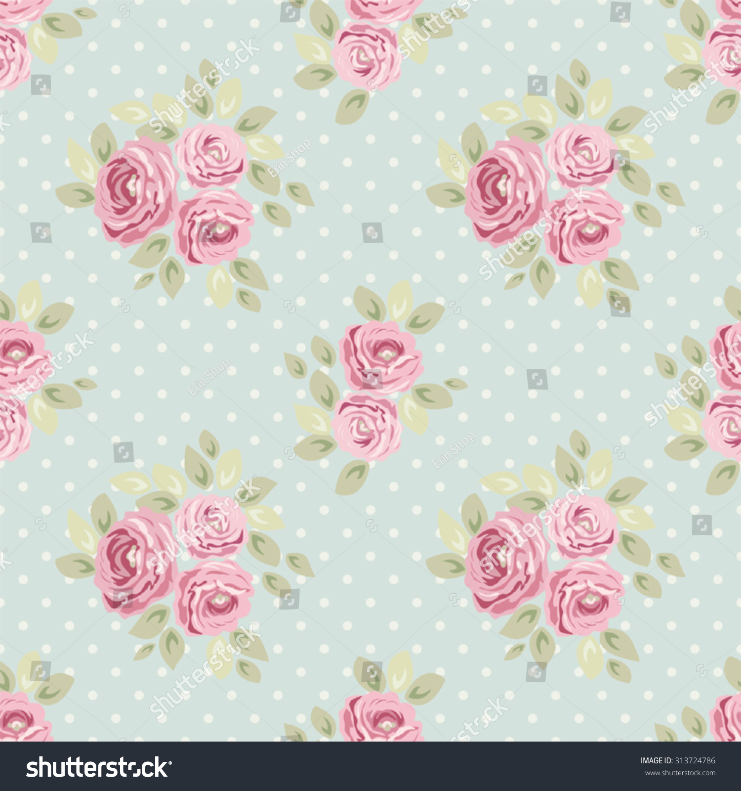Cute Seamless Shabby Chic Pattern With Roses And Polka Dots Ideal For Kitchen Textile Or Bed Linen Fabric Curtains Interior Wallpaper Design Cute Seamless Shabby Chic Pattern With Roses And Polka Dots Ideal For Kitchen Textile Or Bed Linen Fabric Curtains Interior Wallpaper Design