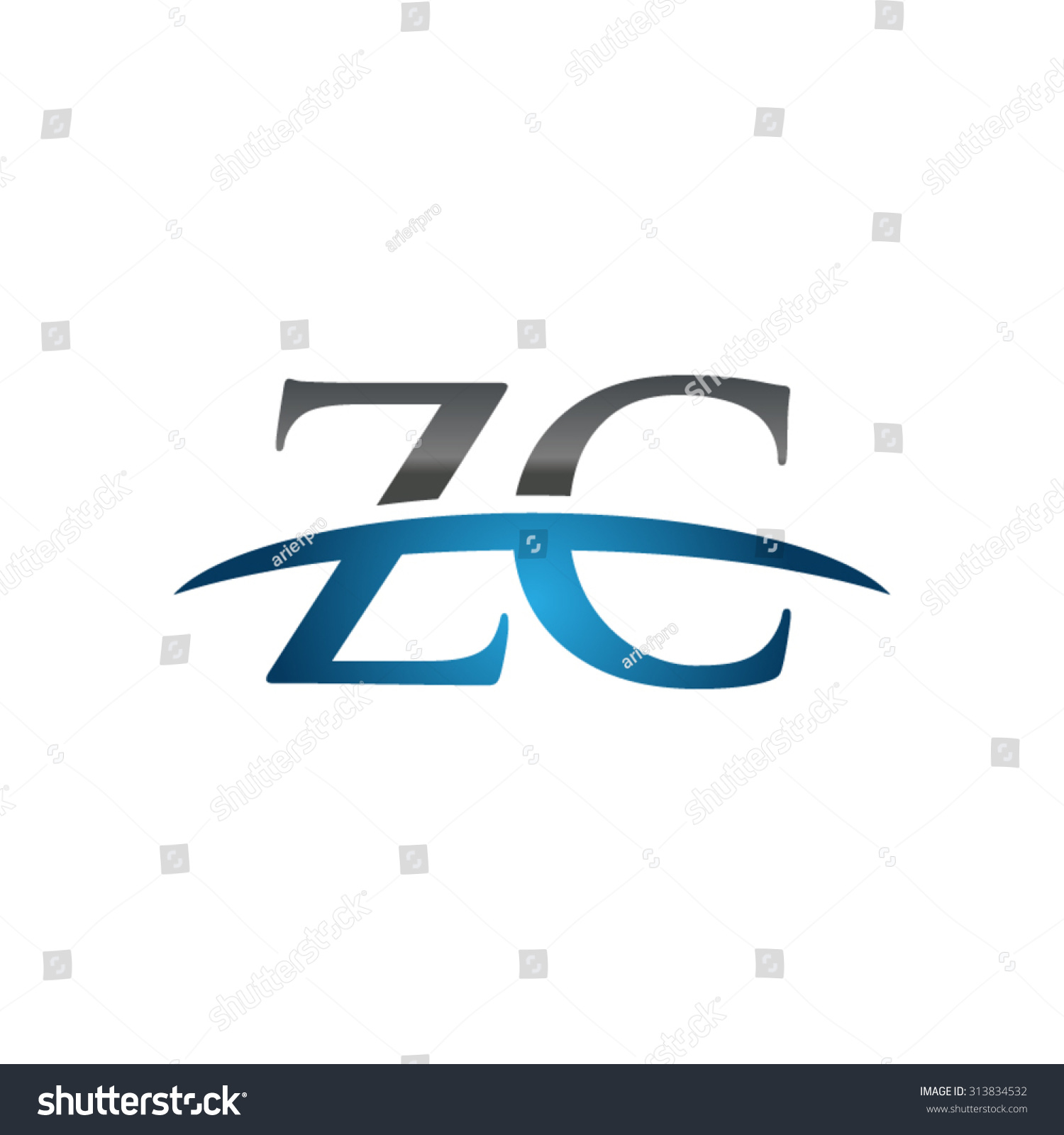 ZC initial company blue swoosh logo - Royalty Free Stock Vector ...