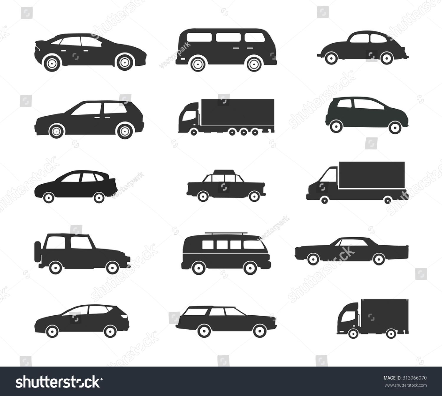 Icon set, Vehicles - Illustration - Royalty Free Stock Vector 313966970 ...