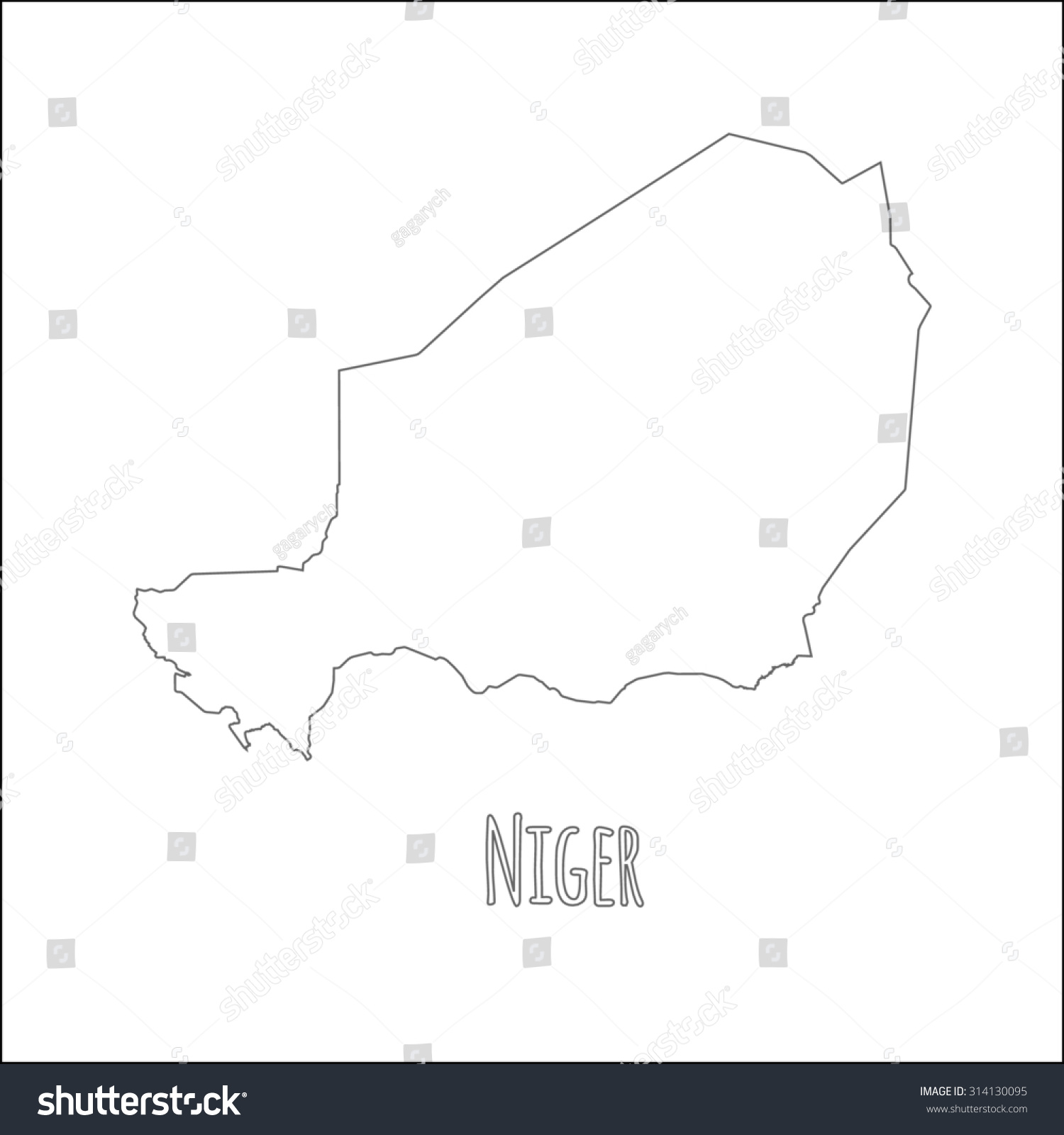 Outline Vector Map Of Niger Simple Niger Border Royalty Free Stock Vector 314130095 