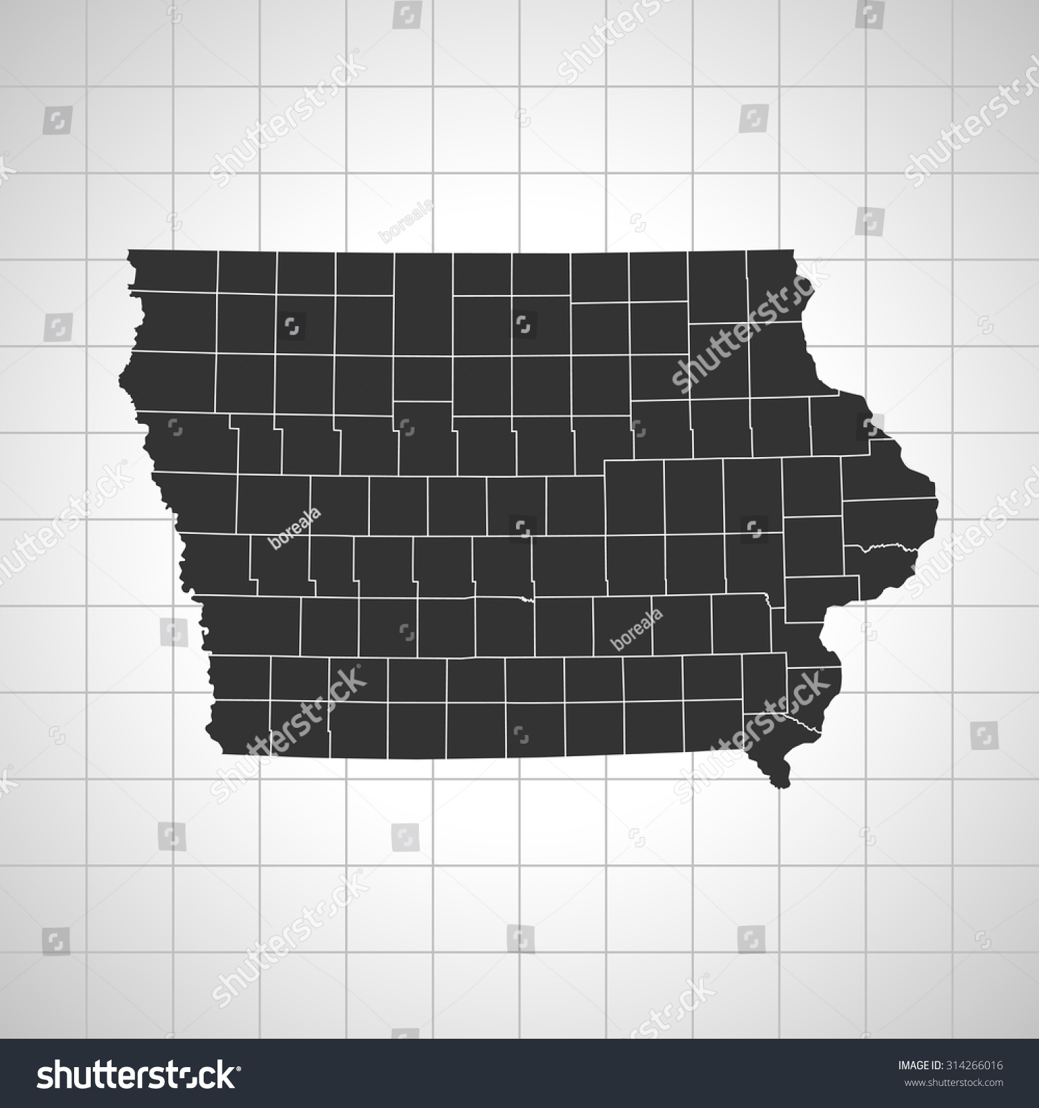 map of Iowa - Royalty Free Stock Vector 314266016 - Avopix.com