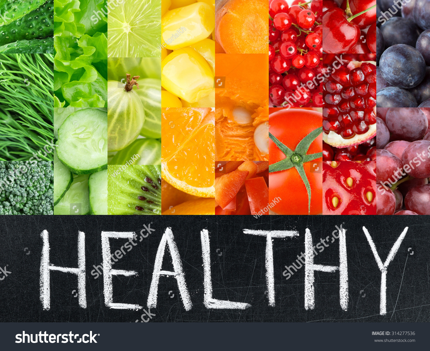 Healthy fresh color food. Fruits and vegetables concept #314277536