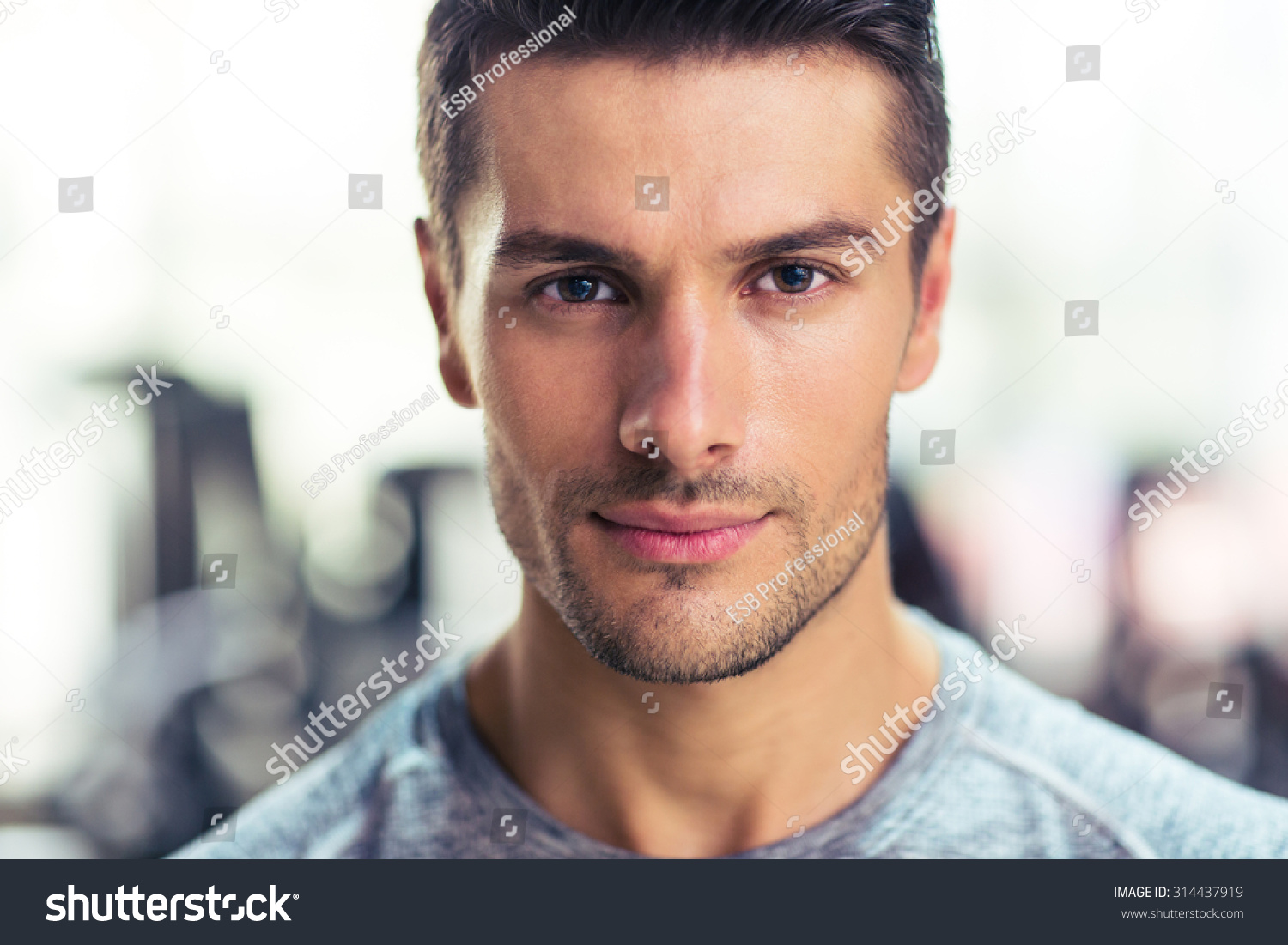 Closeup portrait of a handsome man at gym #314437919