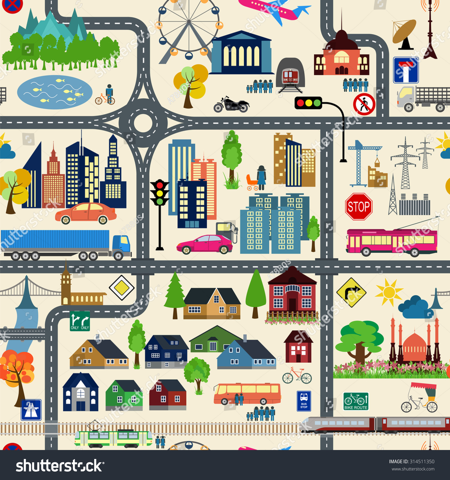 City Map Generator. City Map Example. Elements - Royalty Free Stock ...