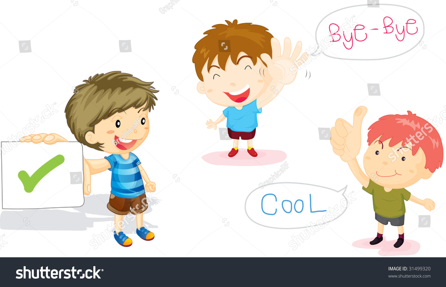 Illustration of of boys showing various symbols - Royalty Free Stock ...