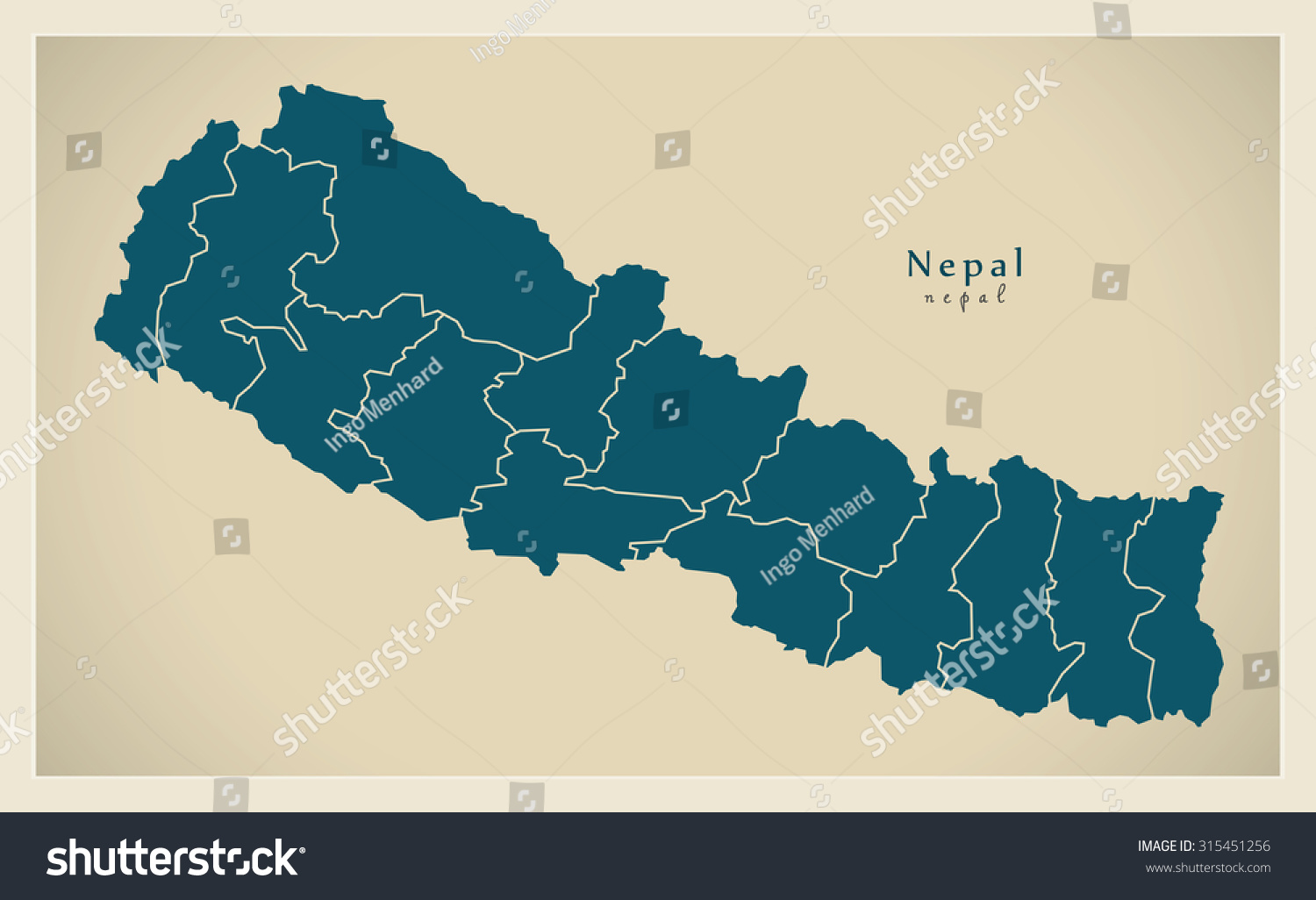 Modern Map - Nepal with zones NP - Royalty Free Stock Vector 315451256 ...