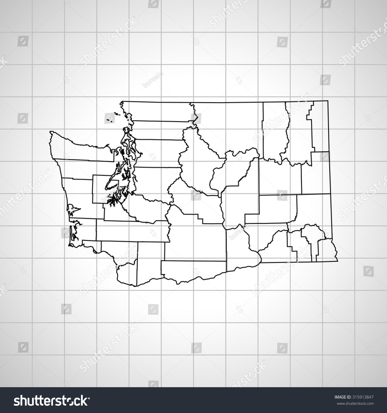 map of Washington - Royalty Free Stock Vector 315913847 - Avopix.com