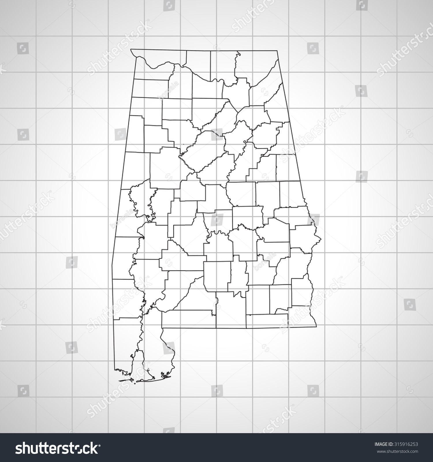 map of Alabama - Royalty Free Stock Vector 315916253 - Avopix.com