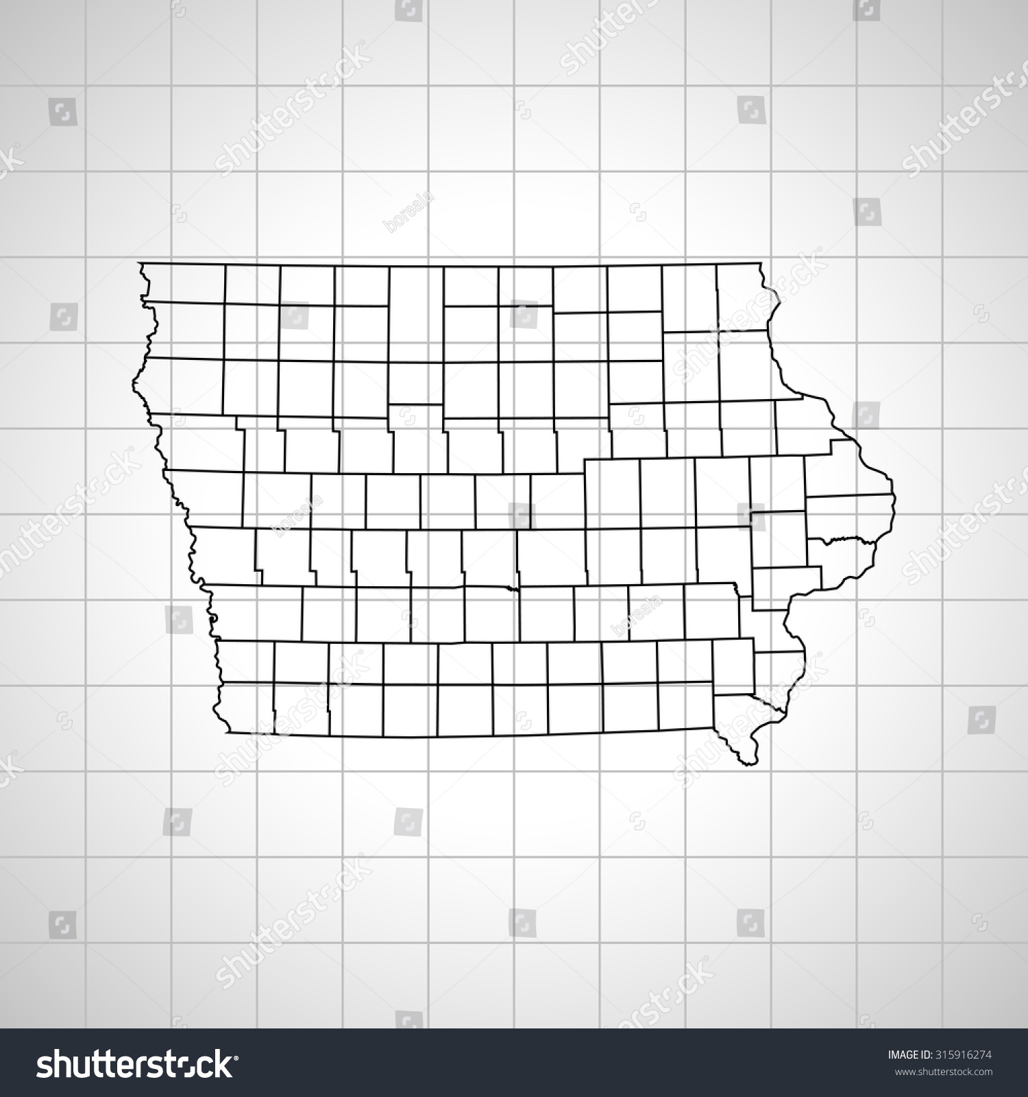 map of Iowa - Royalty Free Stock Vector 315916274 - Avopix.com