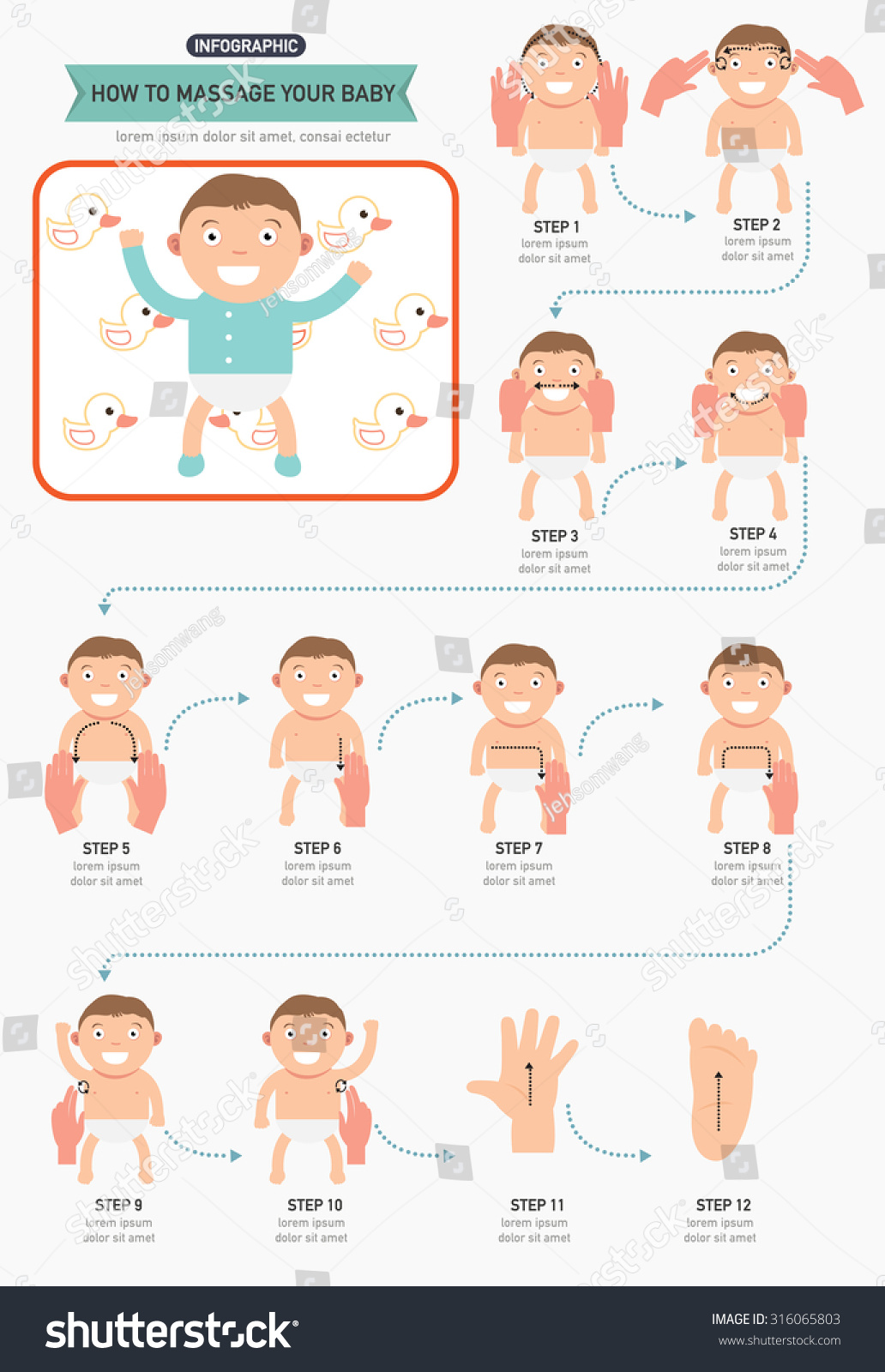 How To Massage Your Baby Infographic Royalty Free Stock Vector Avopix Com