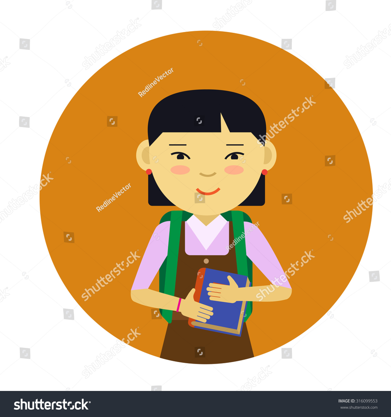 Female character, portrait of smiling Asian - Royalty Free Stock Vector ...