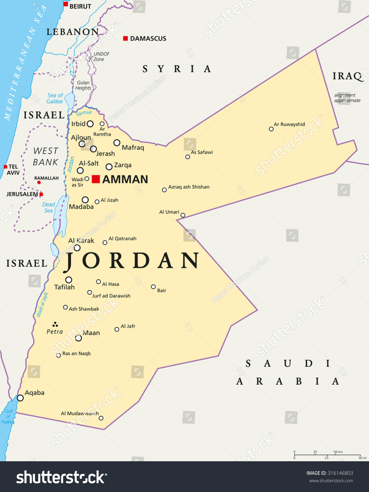 Jordan Political Map With Capital Amman Royalty Free Stock Vector   Avopix 316146803 