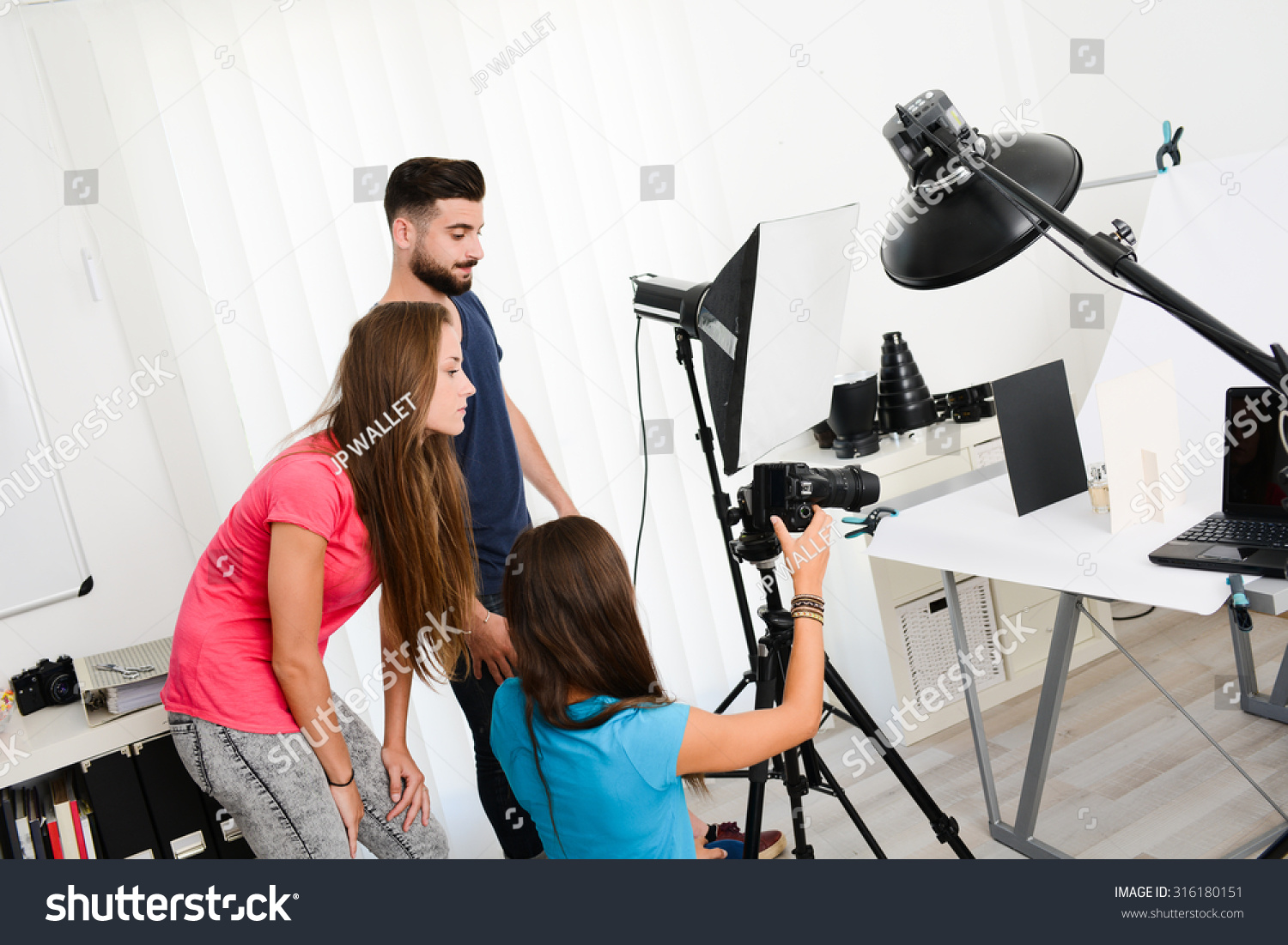 group of young photographer student on photography shooting workshop course indoor in a photo studio #316180151