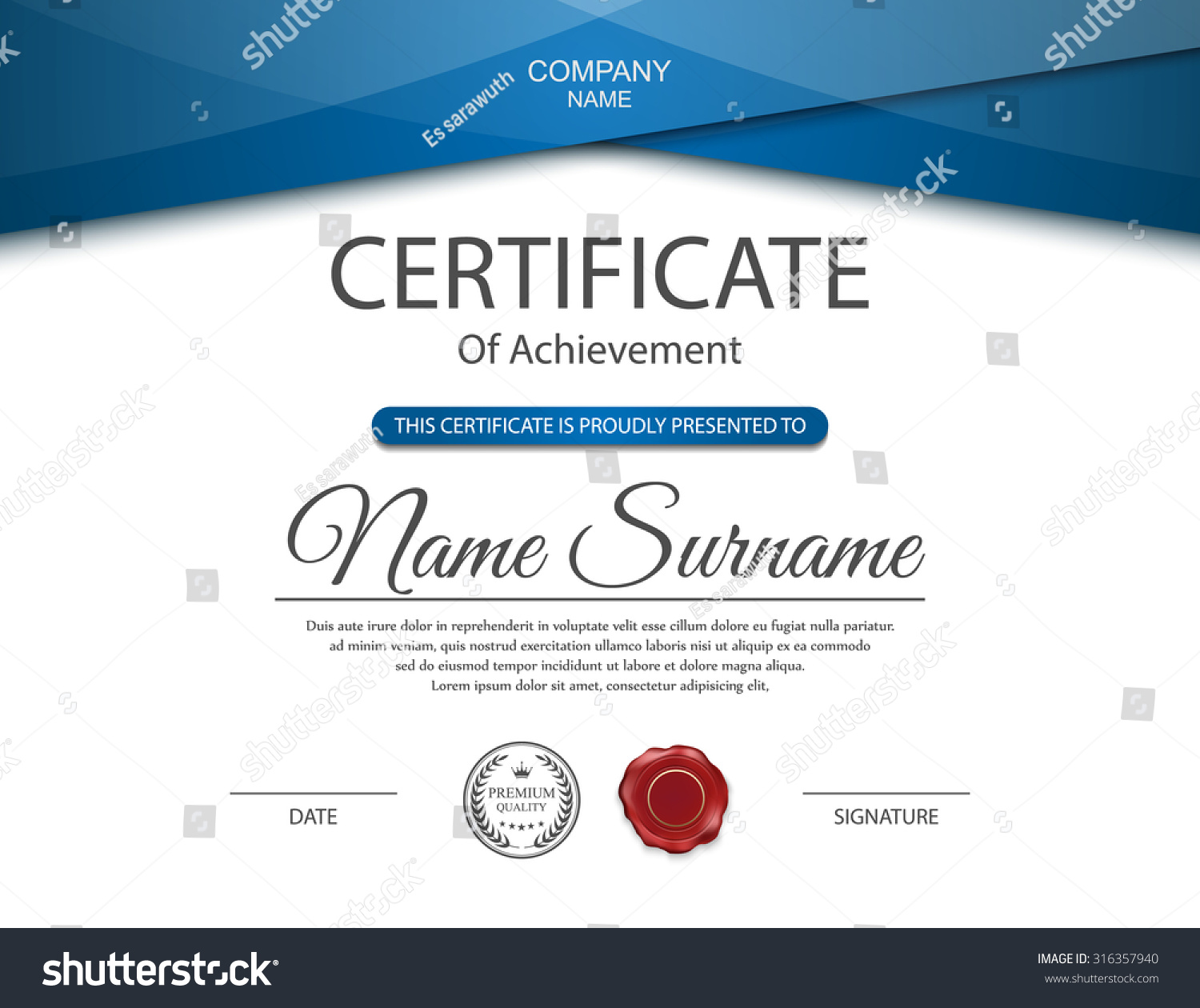 Vector certificate template. #316357940