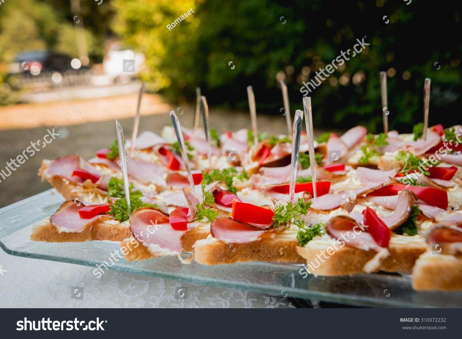 Sandwiches on a large plate. Catering. Restaurant #316972232