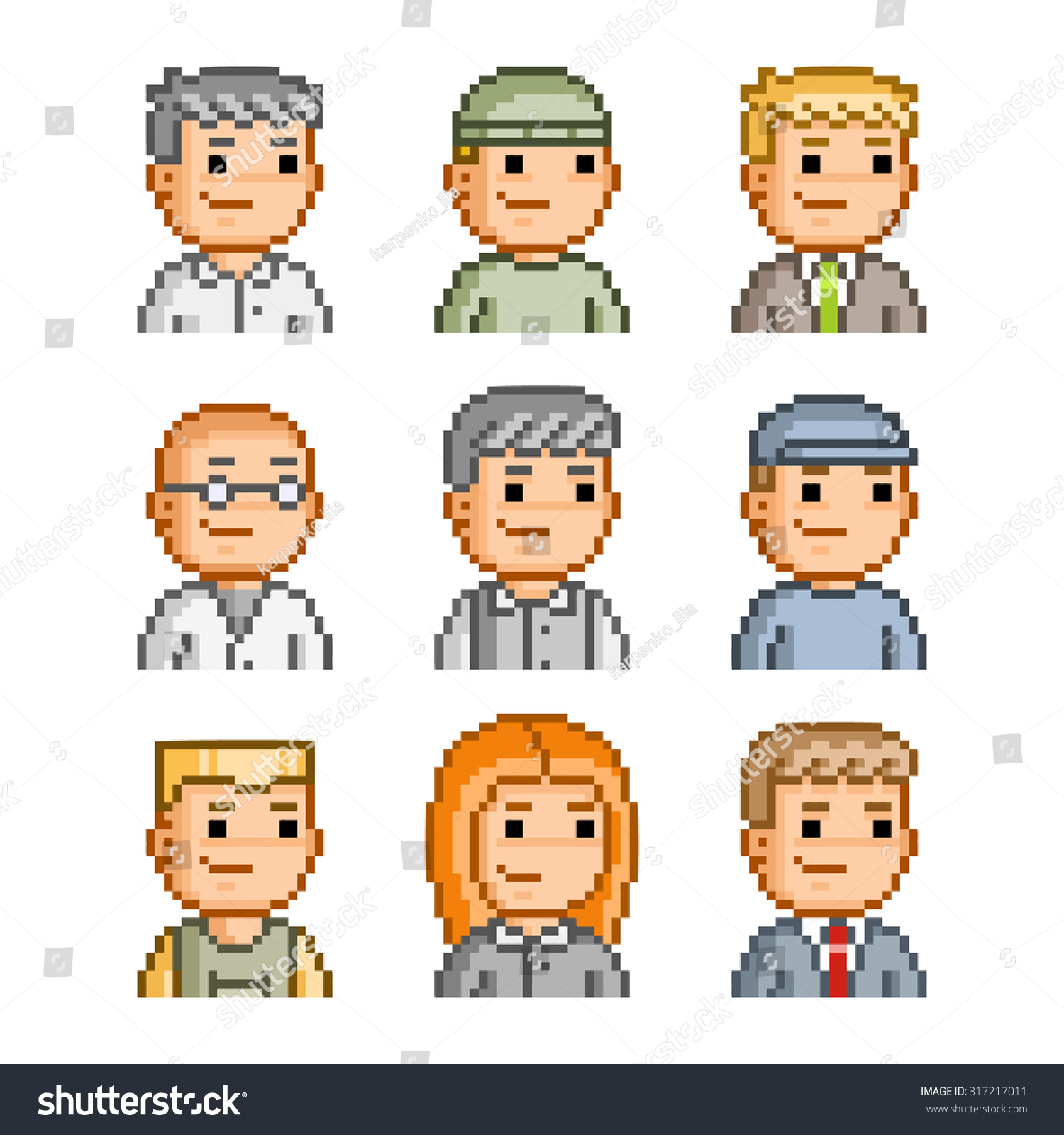 Pixel icons of people. Vector avatars set for - Royalty Free Stock ...