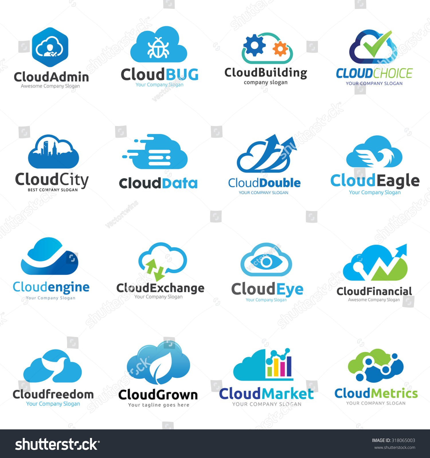 Cloud Logo Design Set Royalty Free Stock Vector Avopix Com