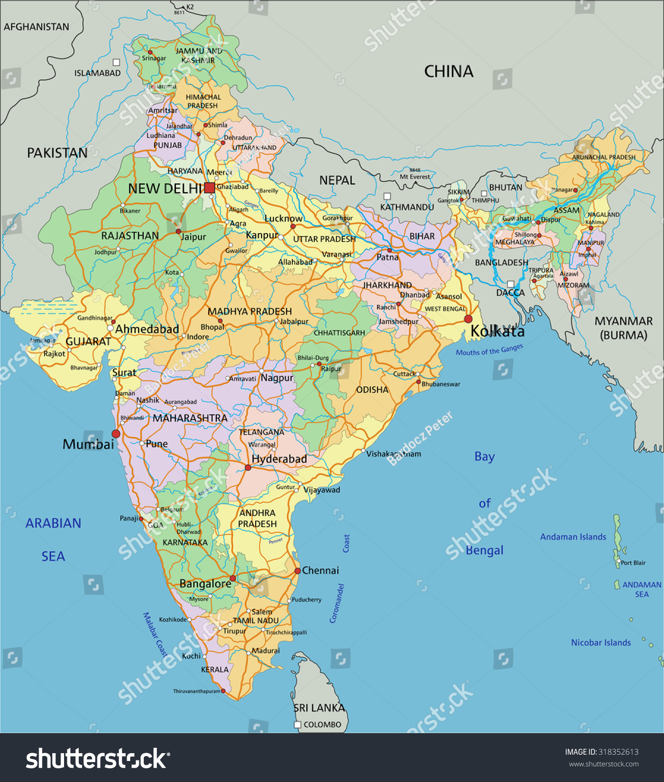 Dacca In India Map India - Highly Detailed Editable Political Map - Royalty Free Stock Vector  318352613 - Avopix.com