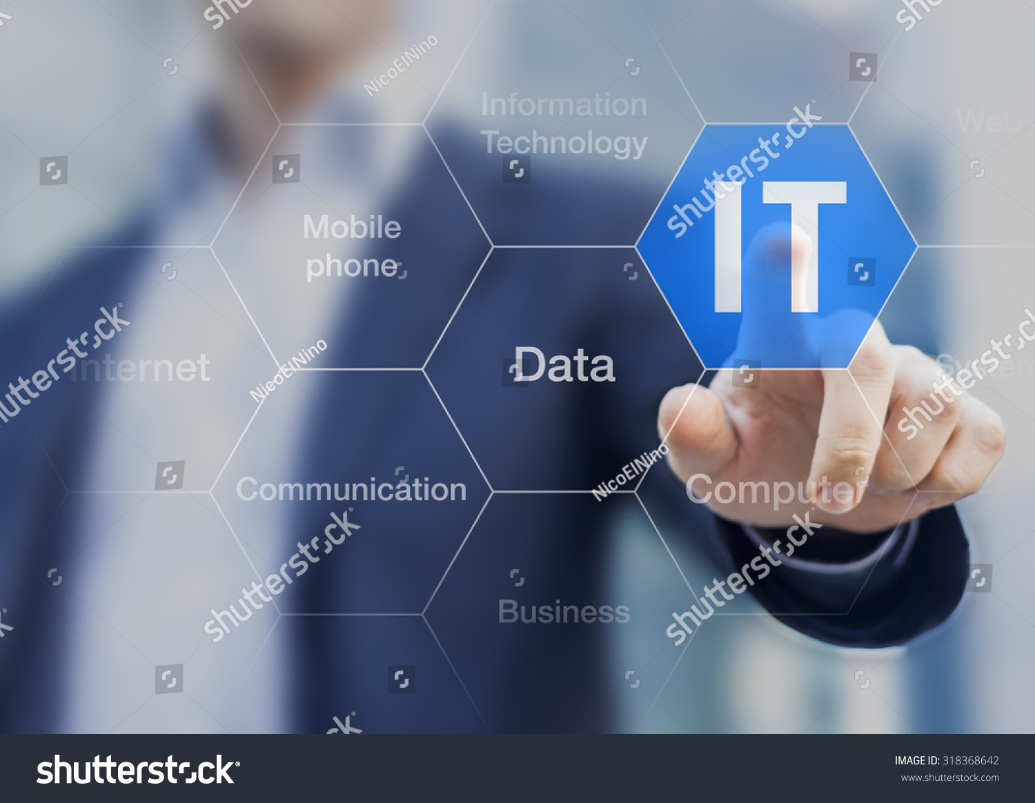 IT consultant presenting tag cloud about information technology #318368642