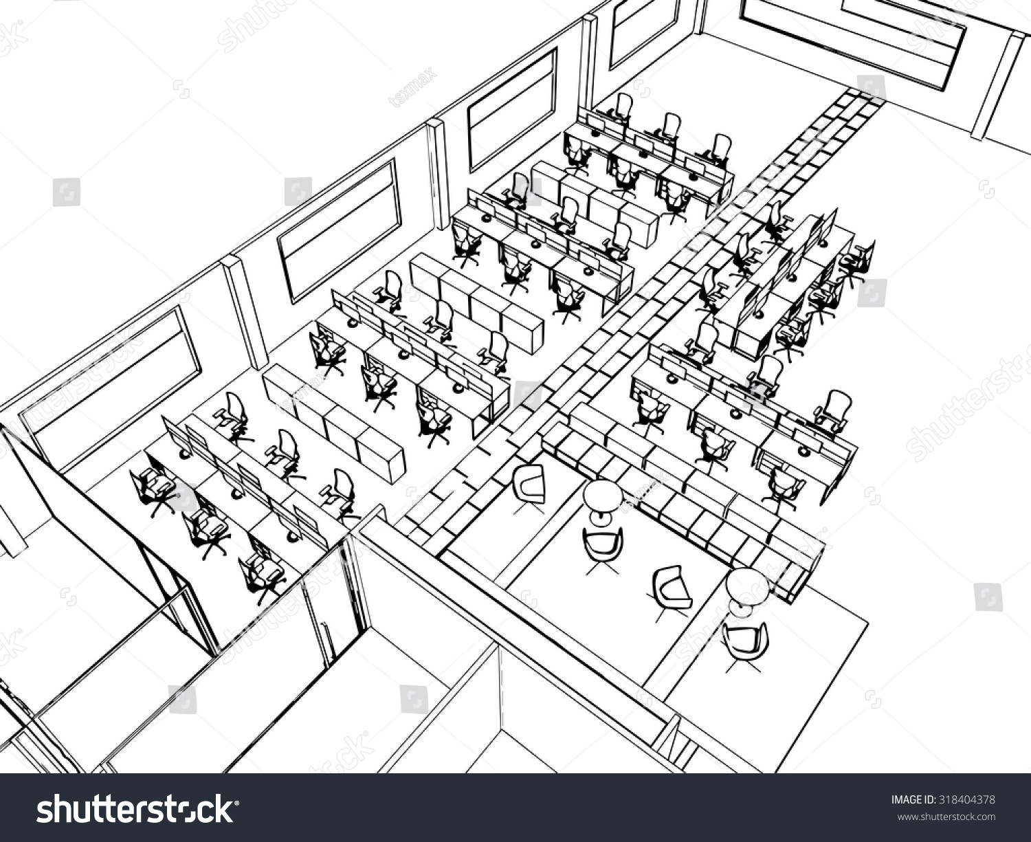 outline sketch drawing perspective of a interior - Royalty Free Stock ...