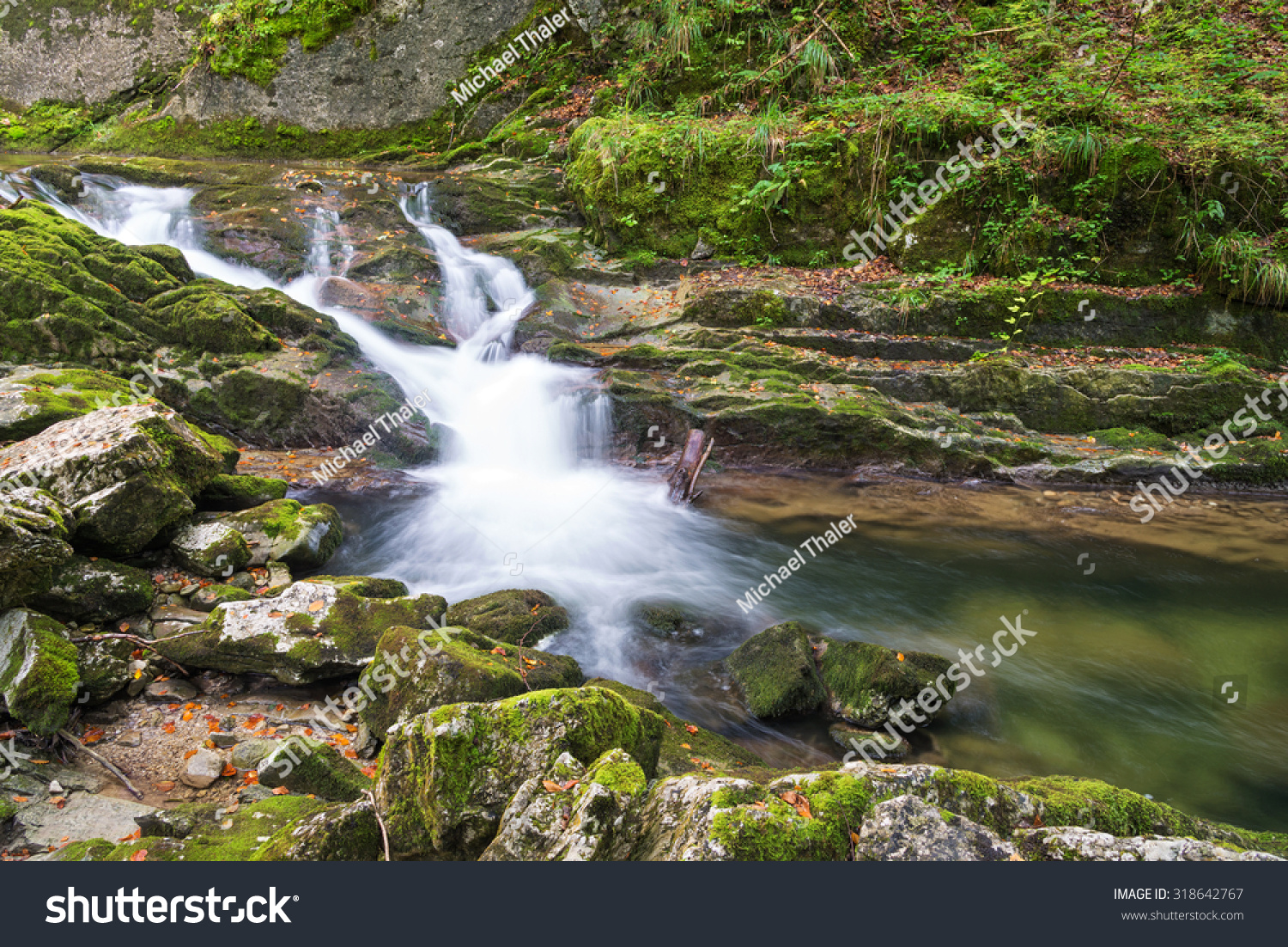 Rottach waterfall near Enterrottach at lake Tegernsee, Rottach-Egern, Bavaria, Germany #318642767