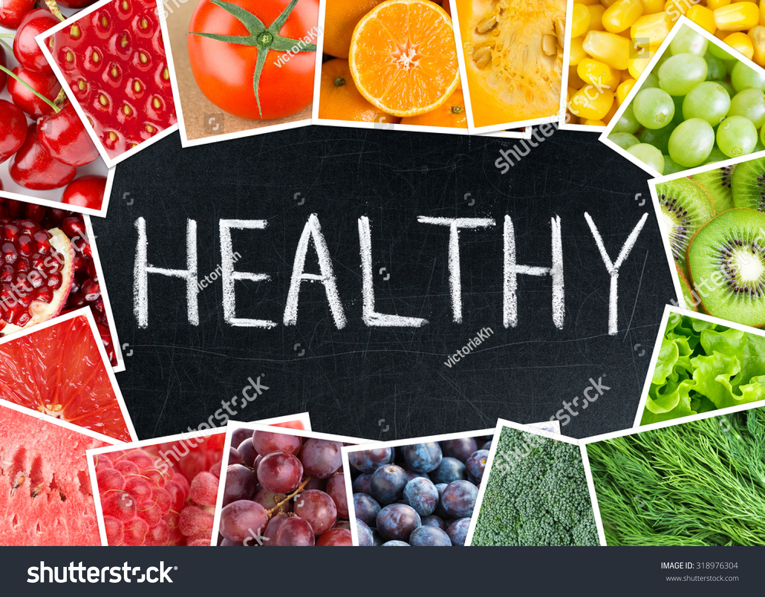 Healthy fresh color food. Fruits and vegetables concept #318976304