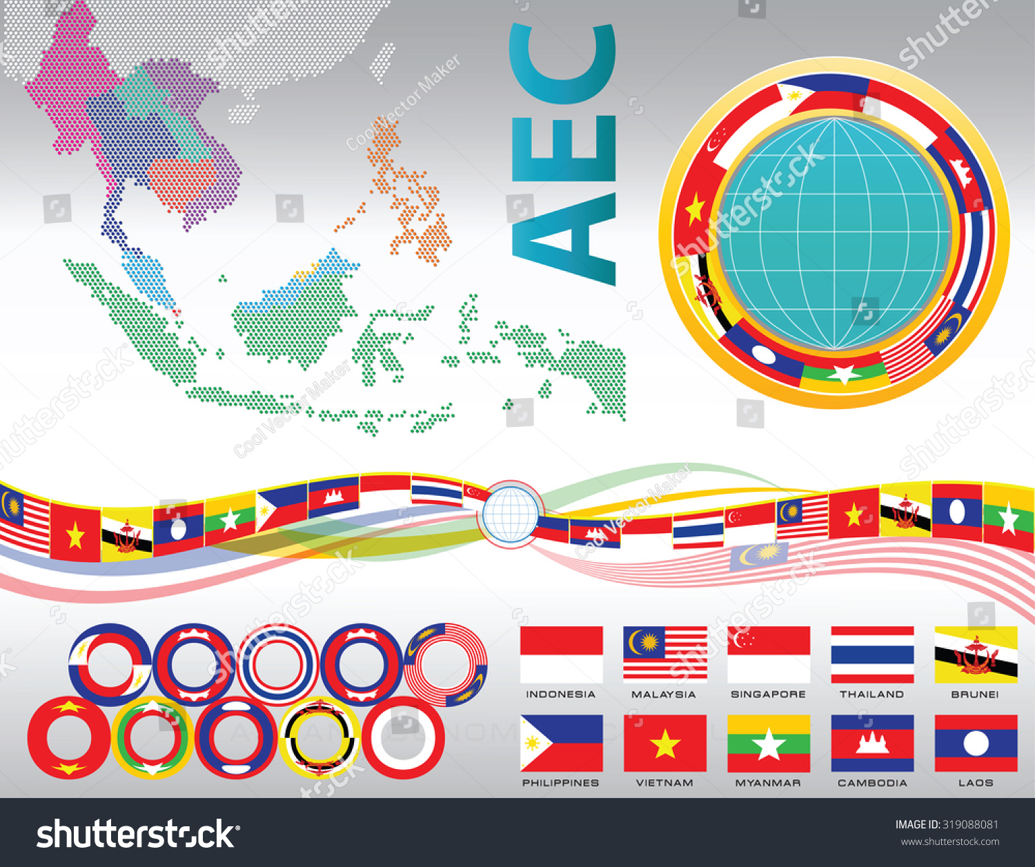 Aec Or Asean Or South East Asian Design Element Royalty Free Stock Vector 319088081 9872