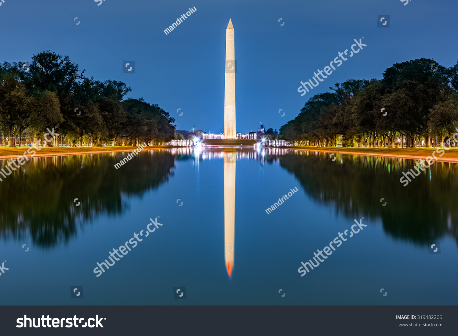 Washington monument, mirrored in the reflecting pool #319482266