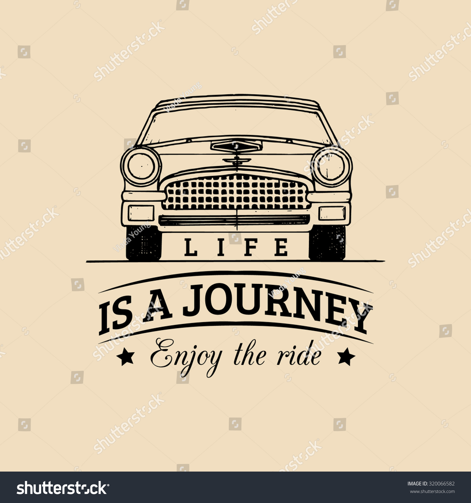 Life is a journey enjoy the ride motivational quote Vintage retro automobile logo