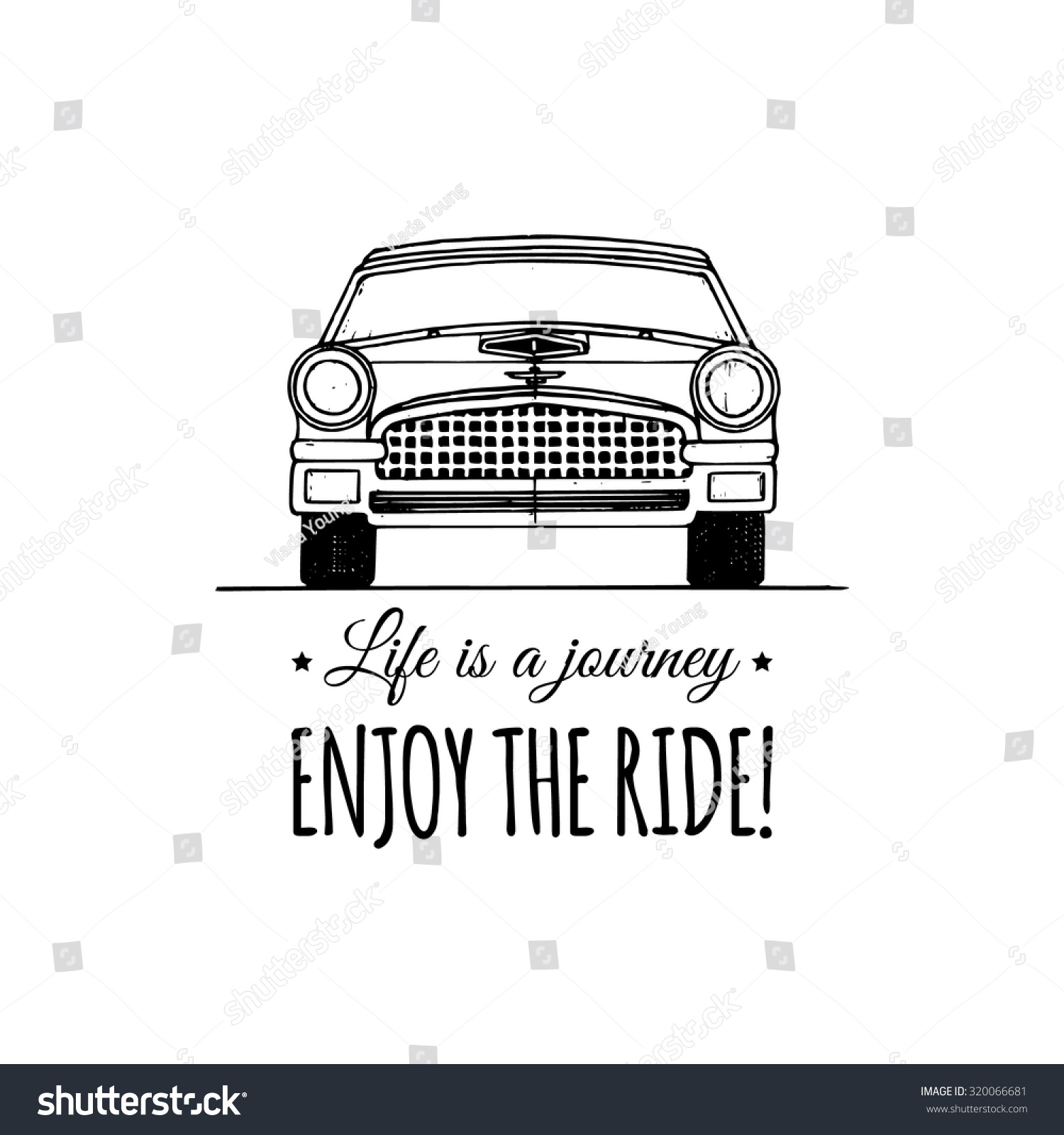 Life is a journey enjoy the ride motivational quote Vintage retro automobile logo