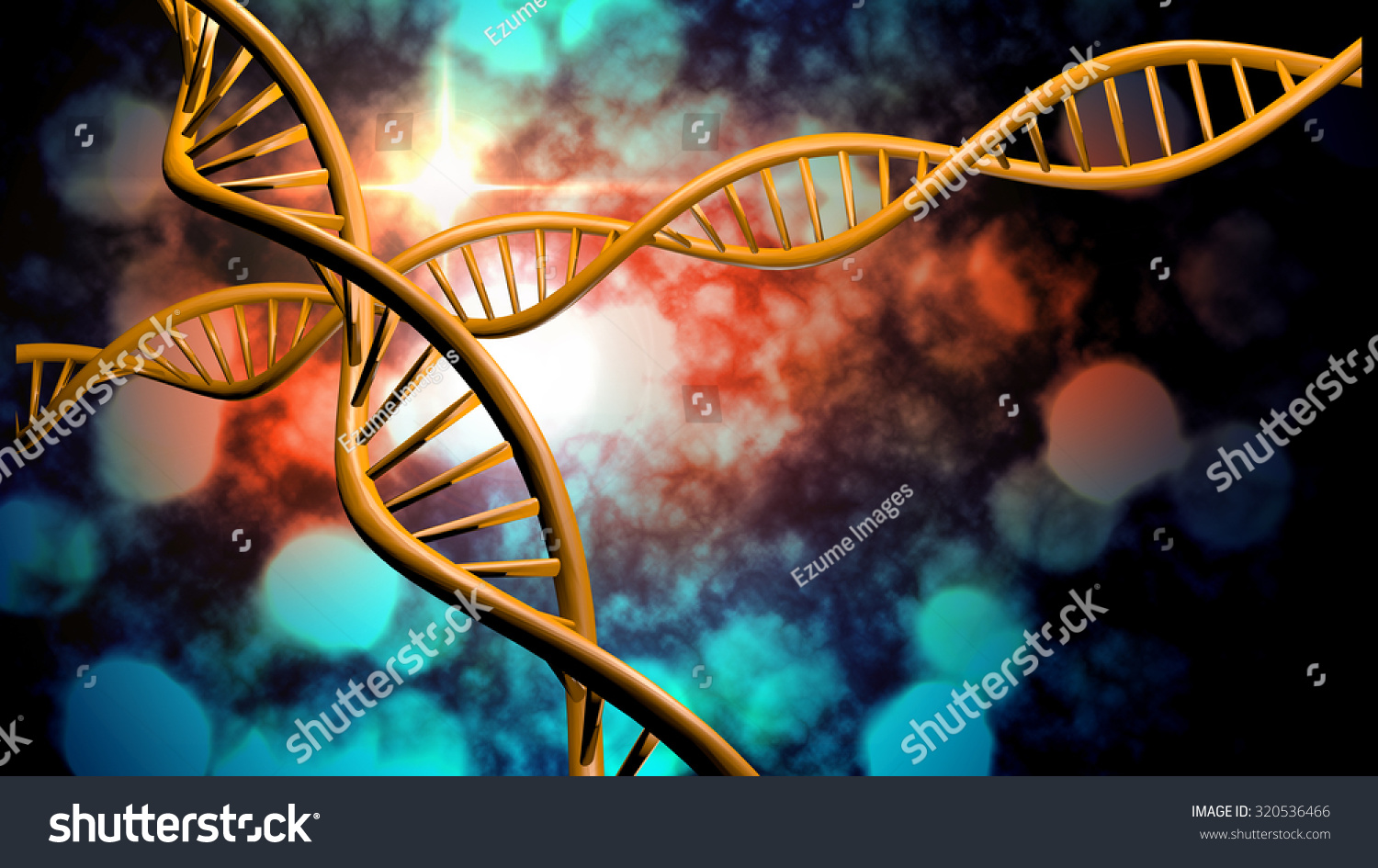 3D DNA strand with vibrant colors for genetics background #320536466