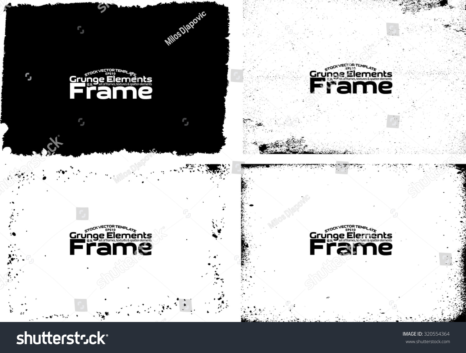 Grunge frame texture set - Abstract design template. Stock vector set - easy to use #320554364