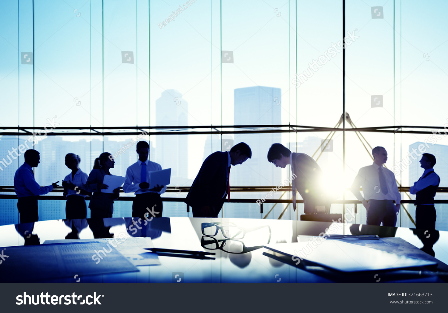 Business People Meeting Bowing Japanese Culture Concept #321663713