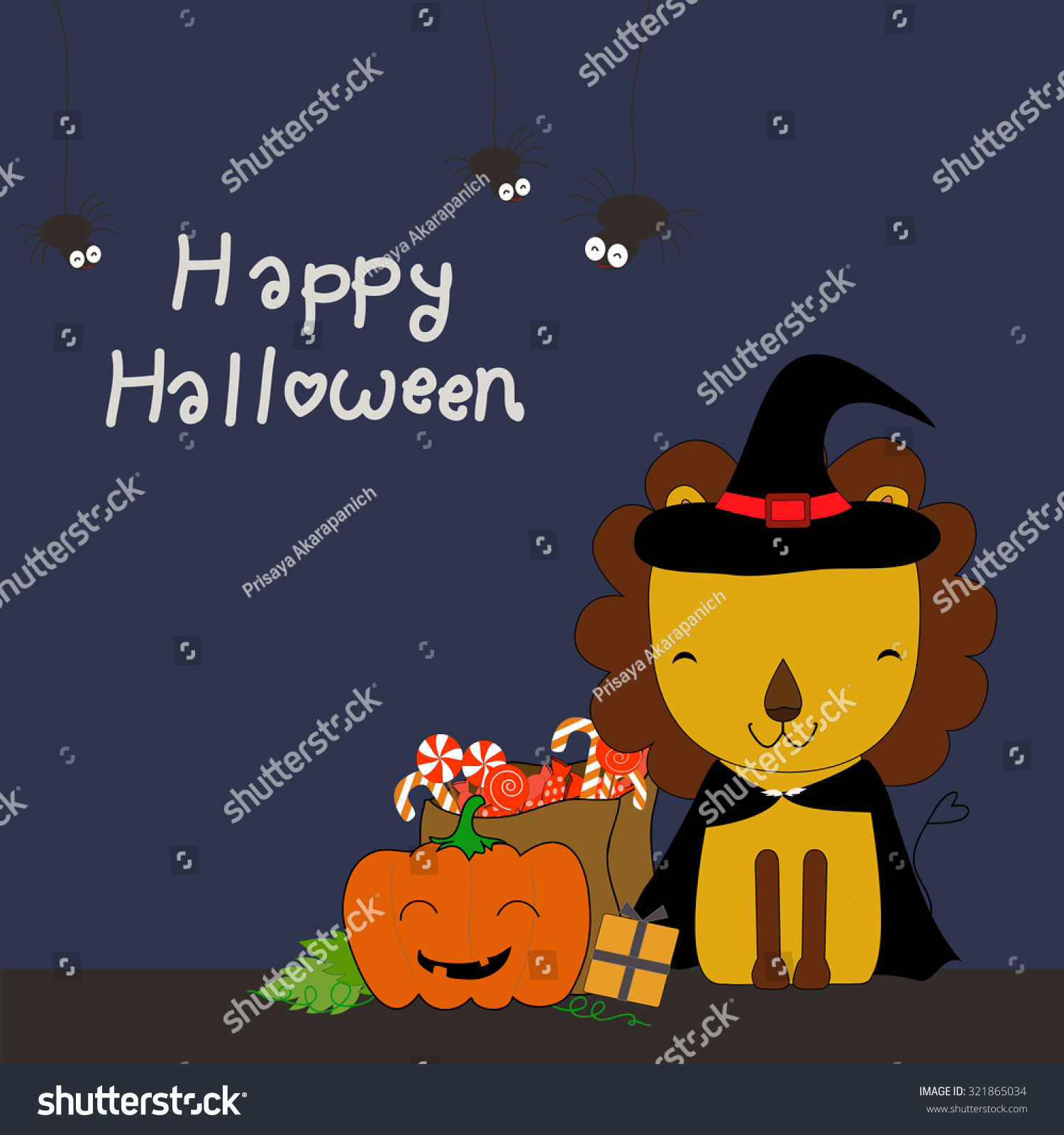 Cute Lion Halloween Card - Royalty Free Stock Vector 321865034 - Avopix.com