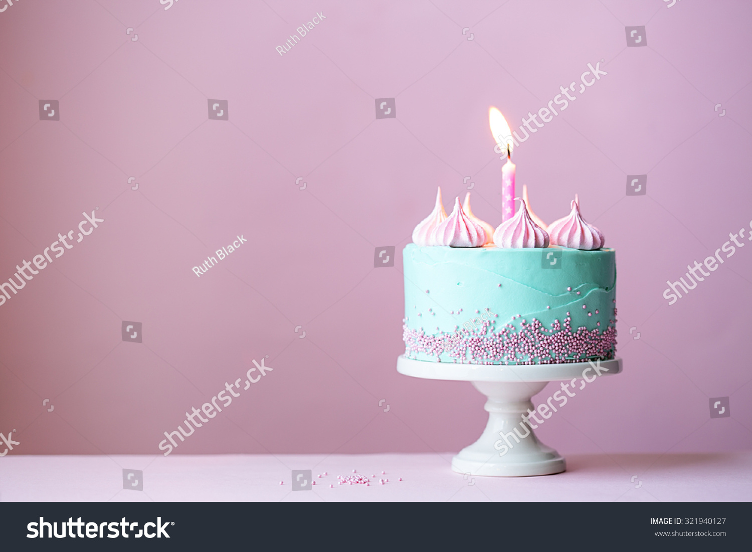 Birthday cake with one candle #321940127