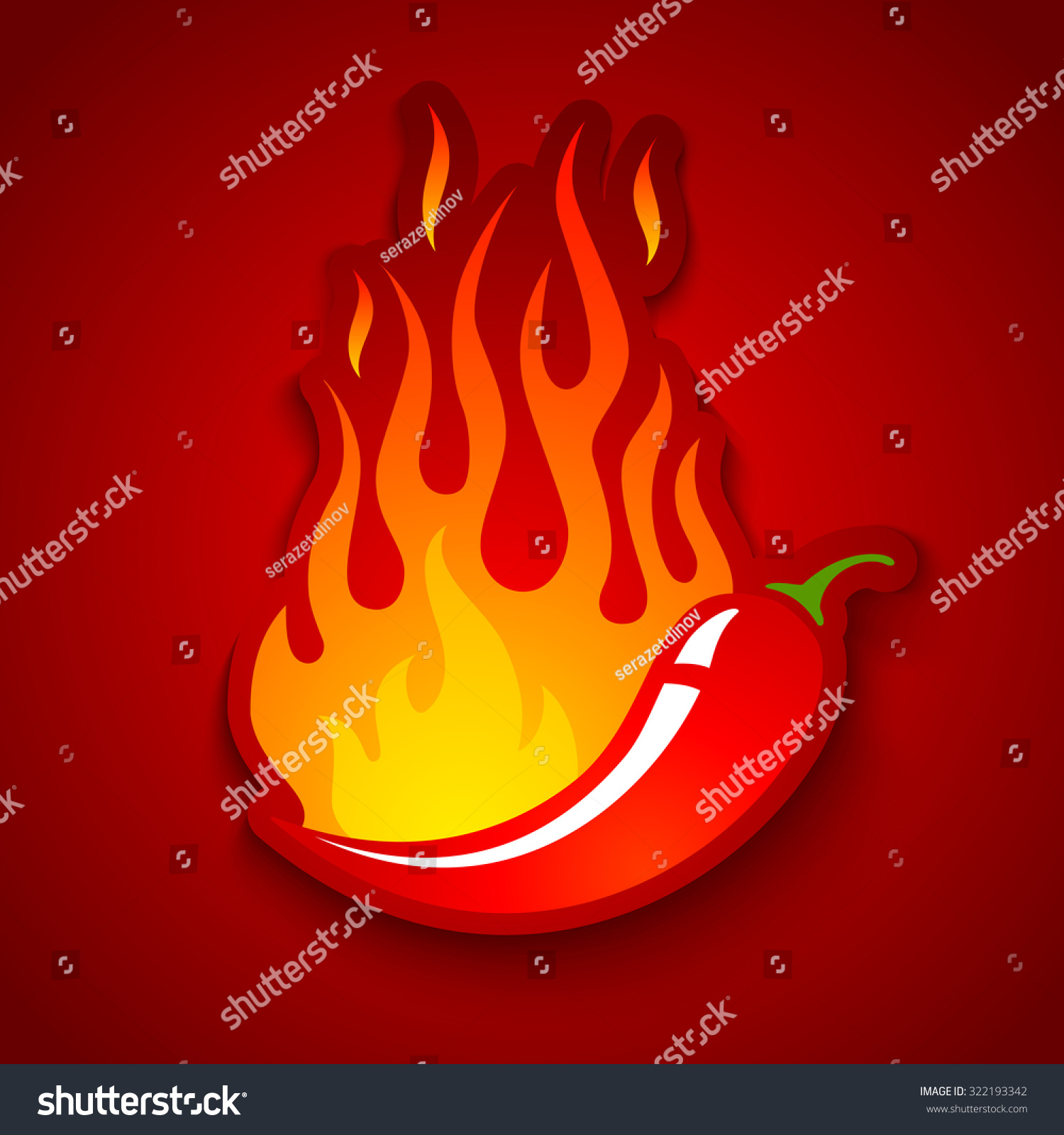 Vector illustration of a chili pepper in fire #322193342