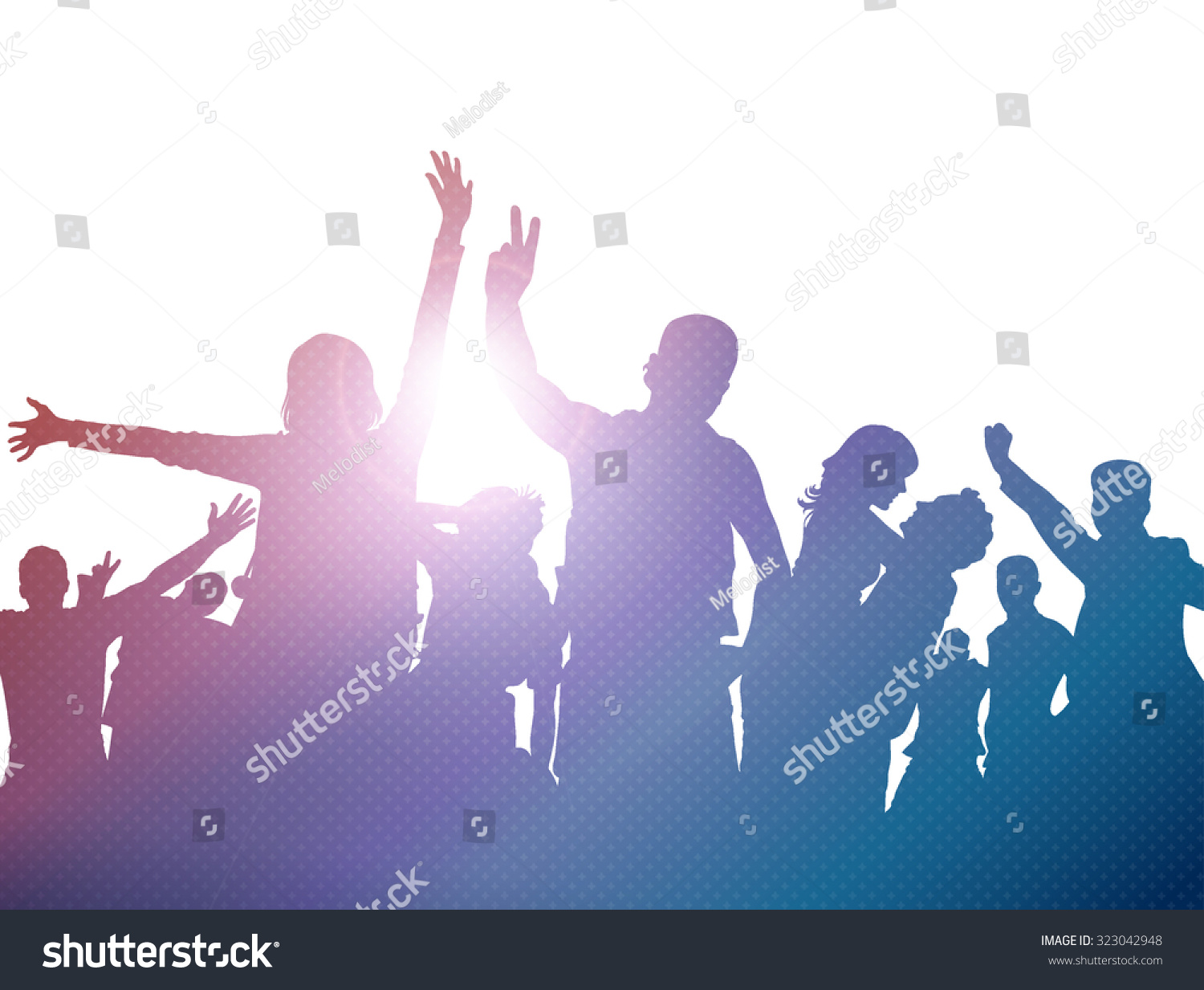 Party crowd silhouettes. Young people have fun. - Royalty Free Stock ...