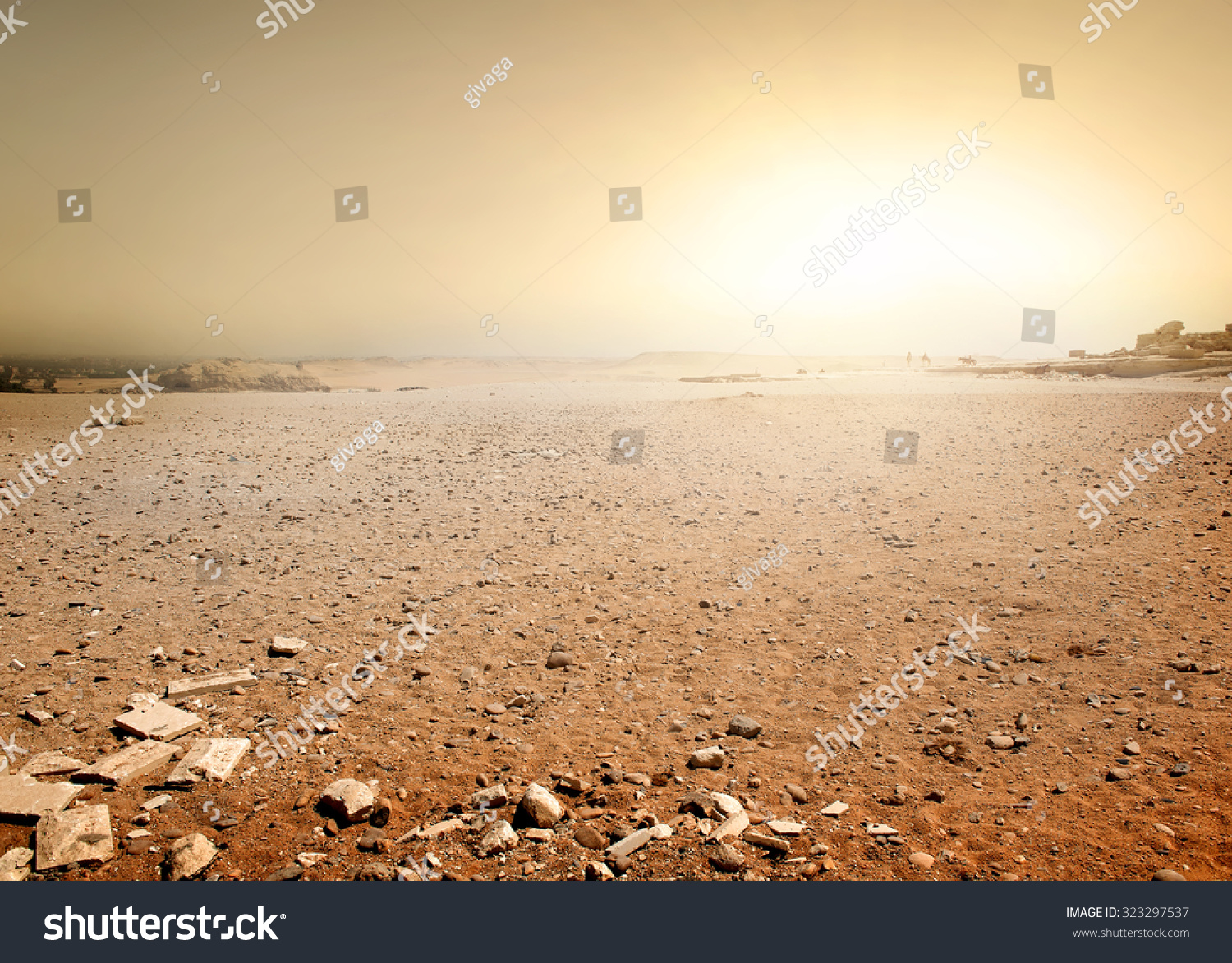 Sandy desert in Egypt at the sunset #323297537