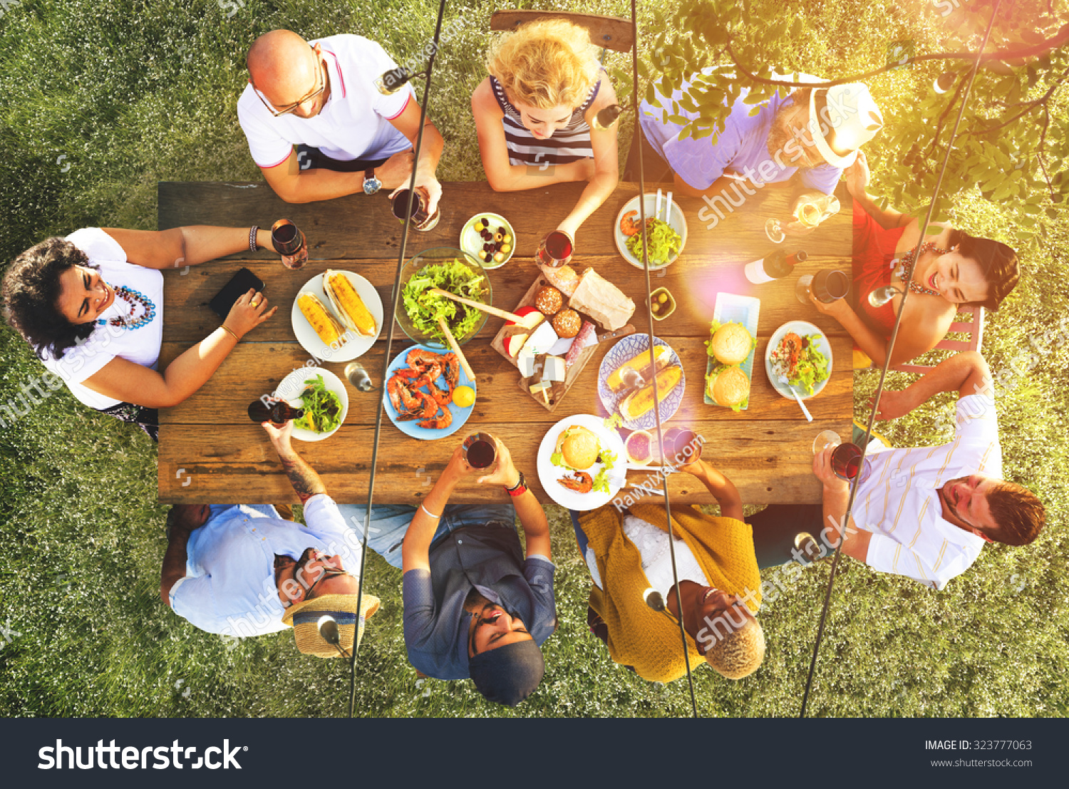 Friends Friendship Outdoor Dining People Concept #323777063