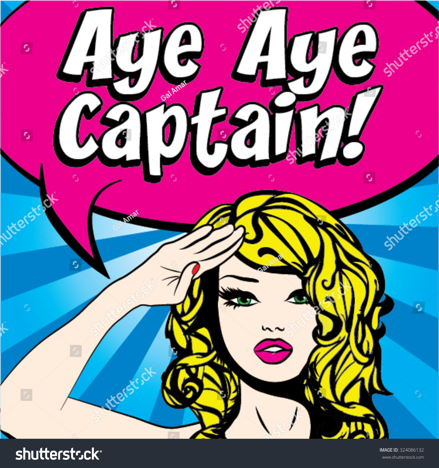 Pop Art Woman Salute Aye Aye Captain Sign Royalty Free Stock Vector 324086132 Avopix Com