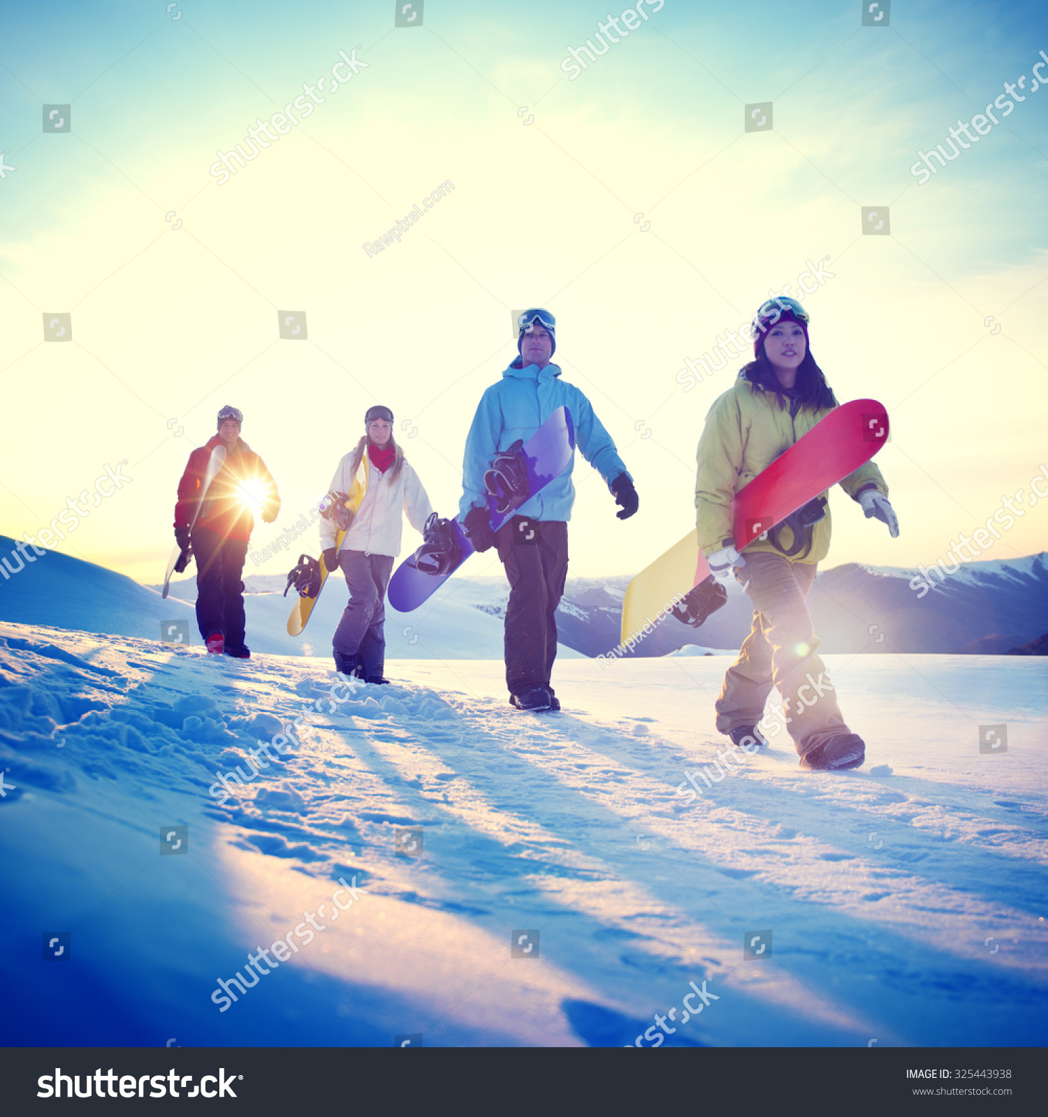 People Snowboard Winter Sport Friendship Concept #325443938