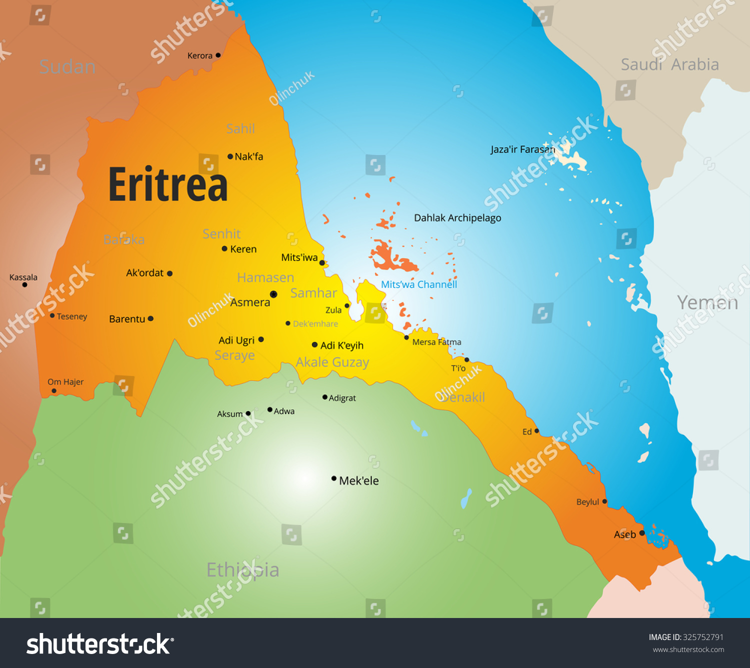 Vector color map of Eritrea country - Royalty Free Stock Vector ...