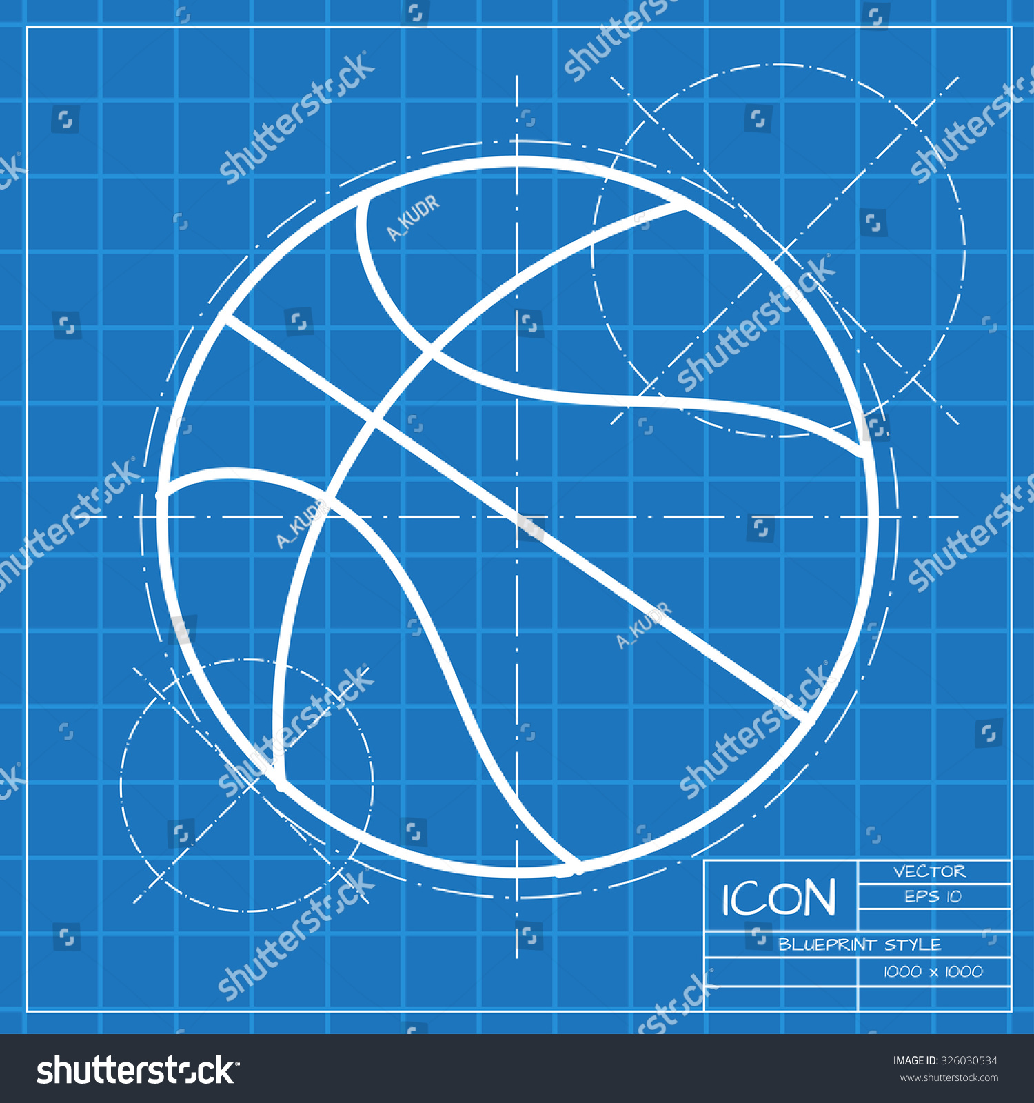 Vector classic blueprint of basketball icon on - Royalty Free Stock ...