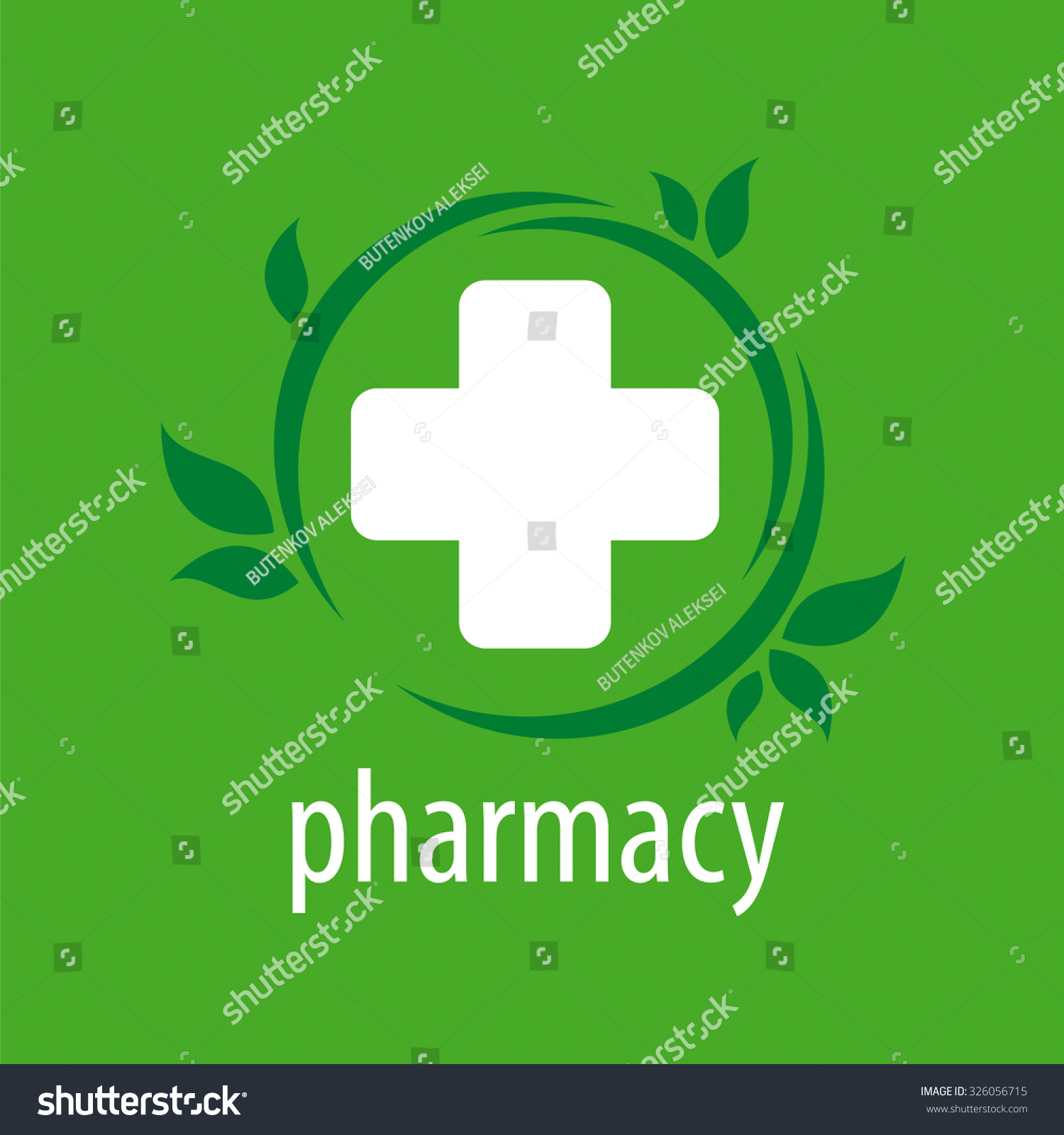 Vector Logo For Pharmacies On A Green Background - Royalty Free Stock 